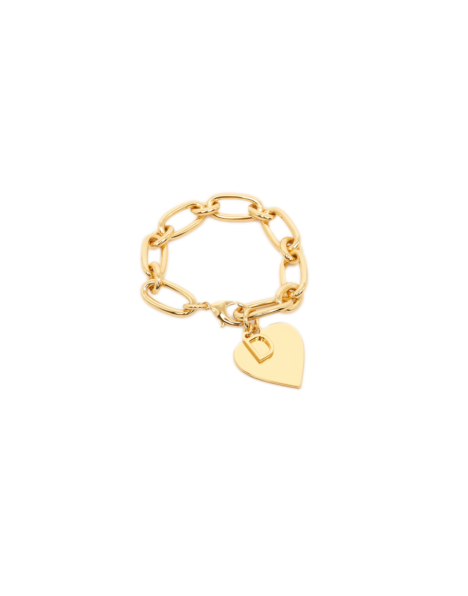 Bracciale a Catena con Cuore e "D" Pendenti Oro