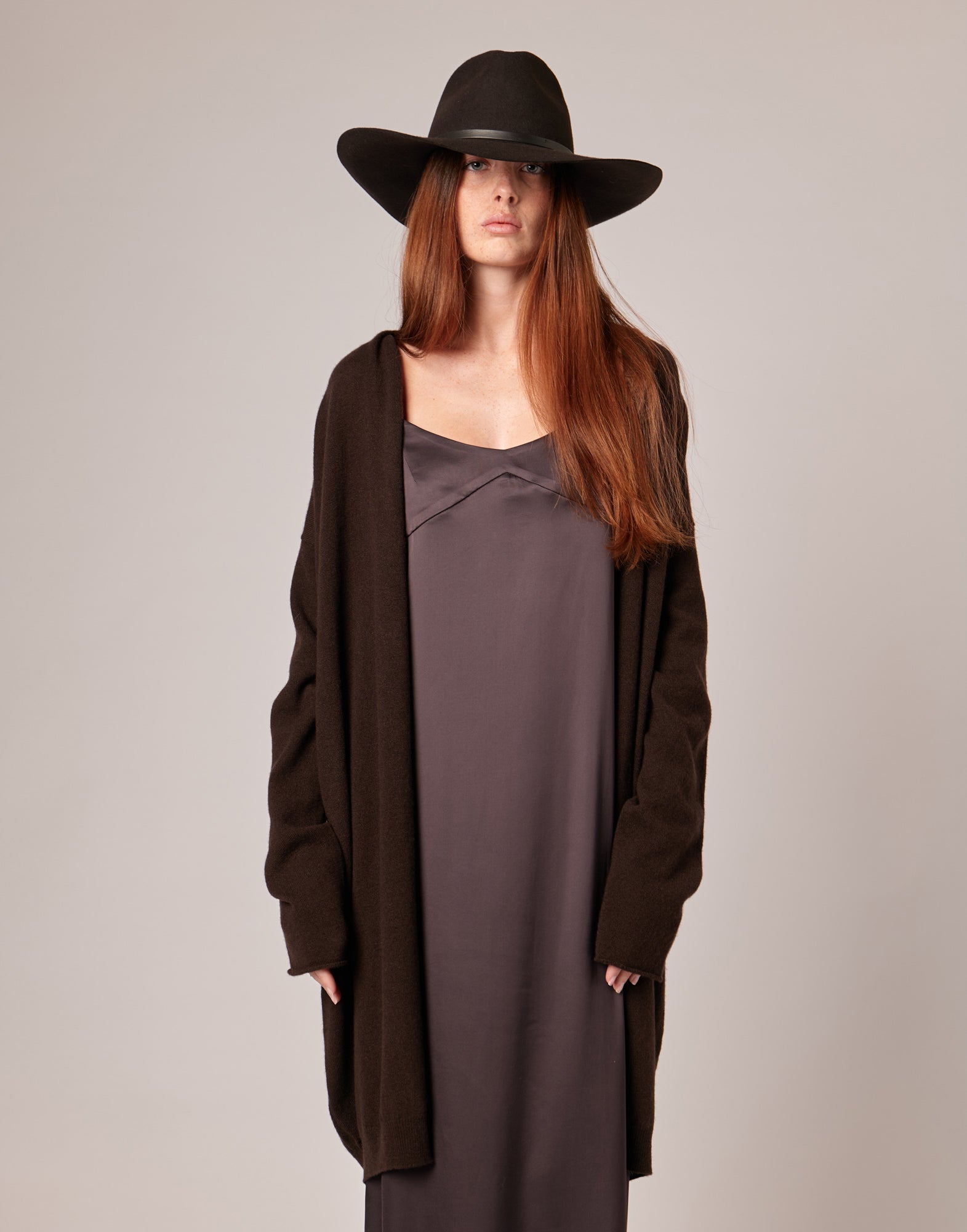 Cardigan Lungo in Lana Extrafine/Cashmere Cioccolato