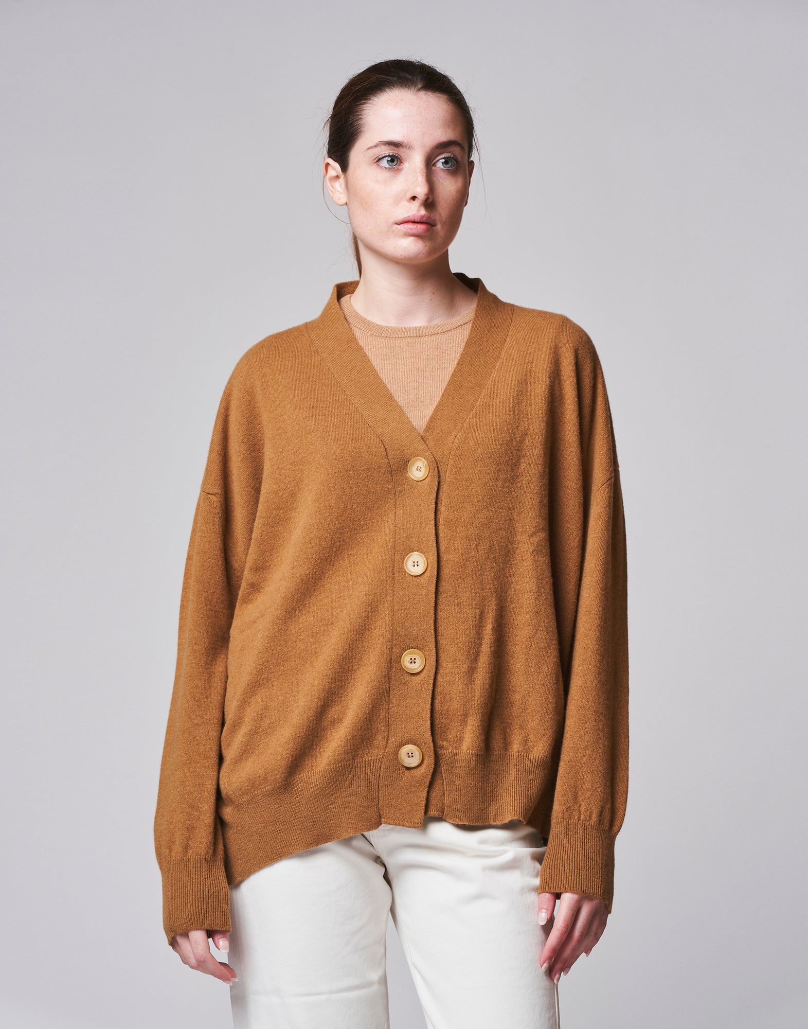 Cardigan ampio in lana e cashmere