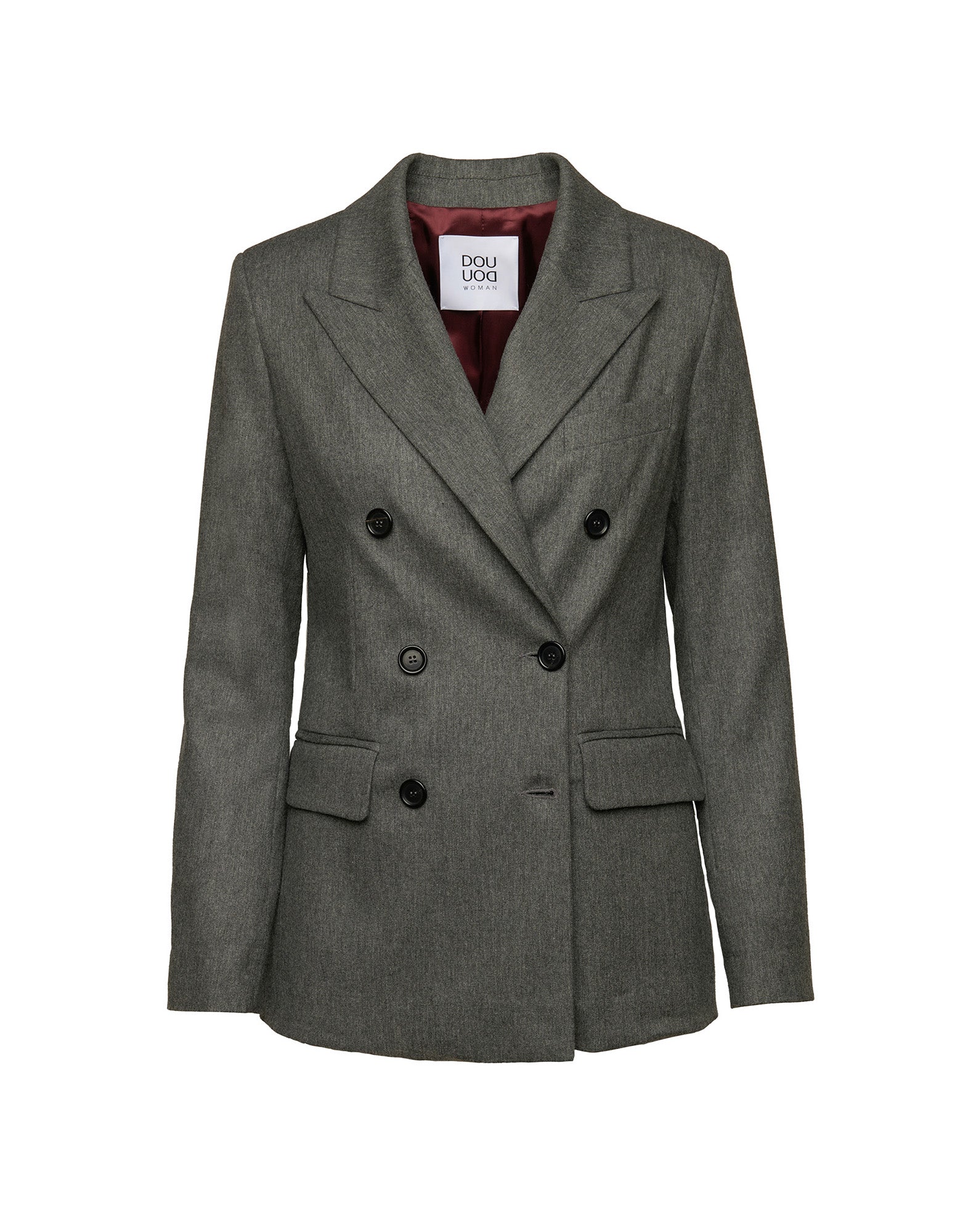 Giacca Doppio Petto in Flanella Misto Lana Stretch Grigio Fumo