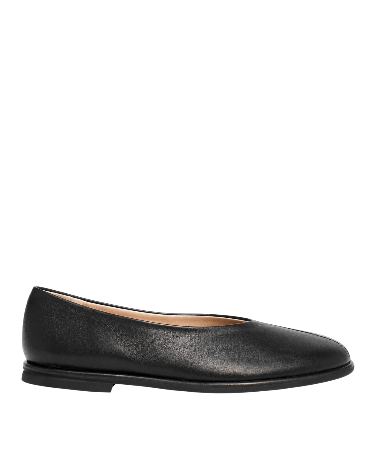 Ballerines à semelle cuir en cuir noir