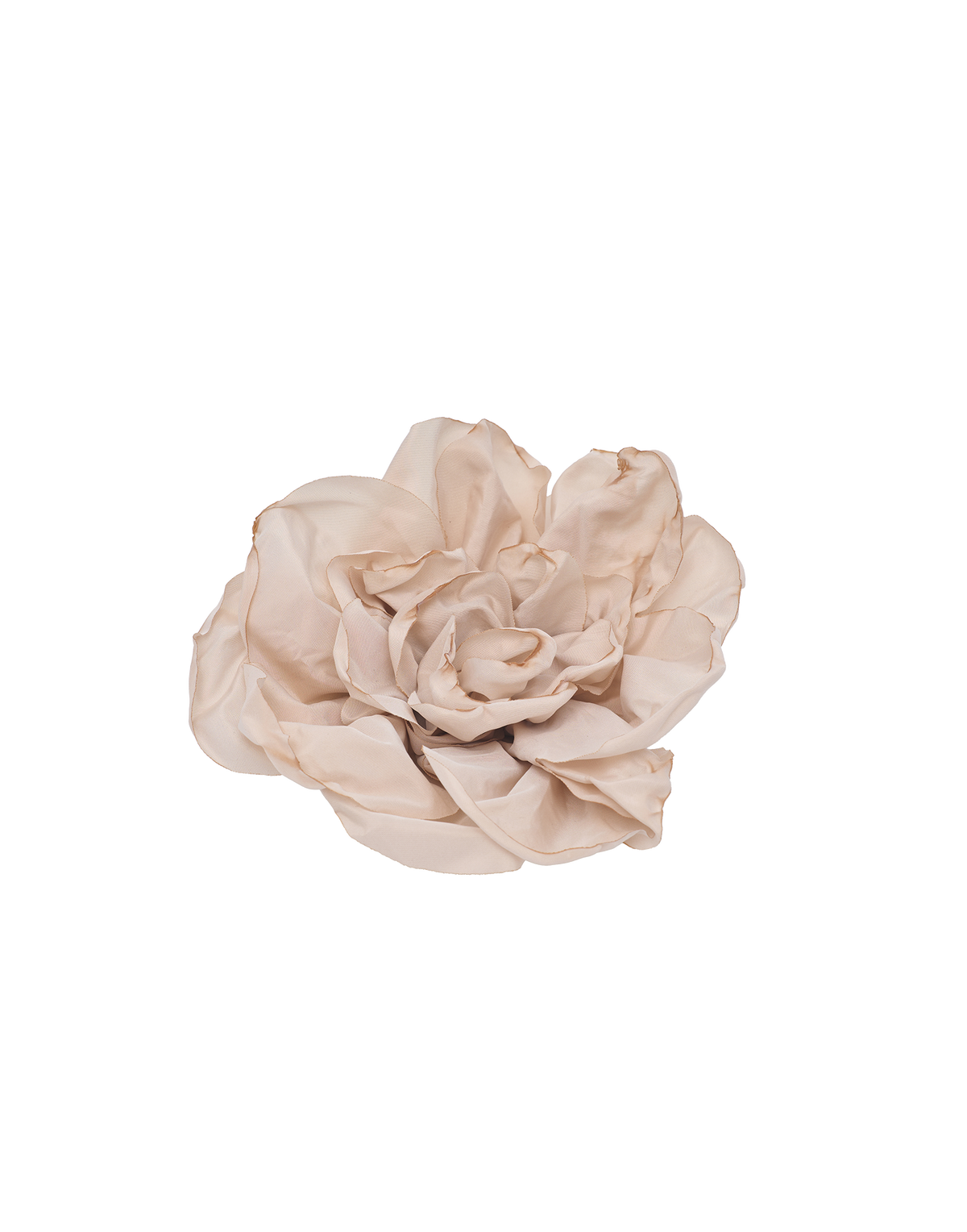 Beige Taffeta Flower Brooch