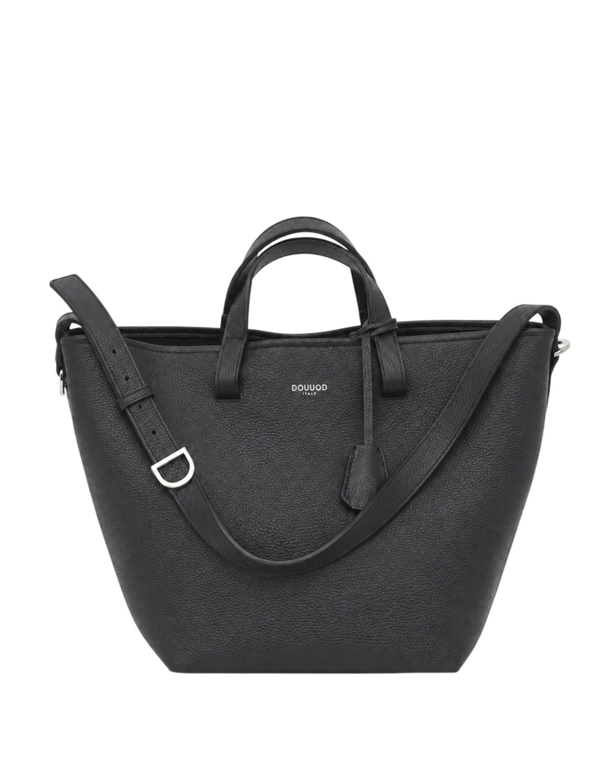 Giulia Black Pebbled Leather Shopping Bag
