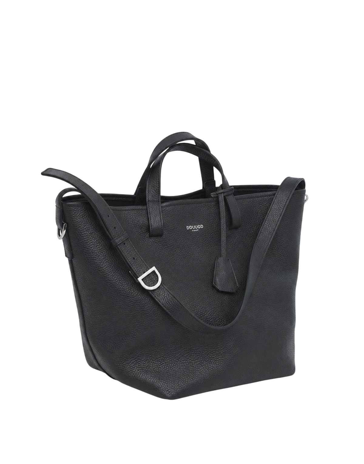 Giulia Black Pebbled Leather Shopping Bag