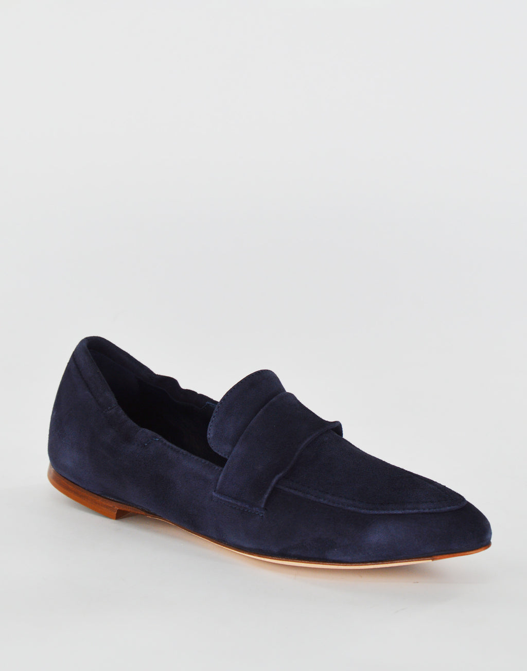 Mocassini a Punta in Camoscio Blu
