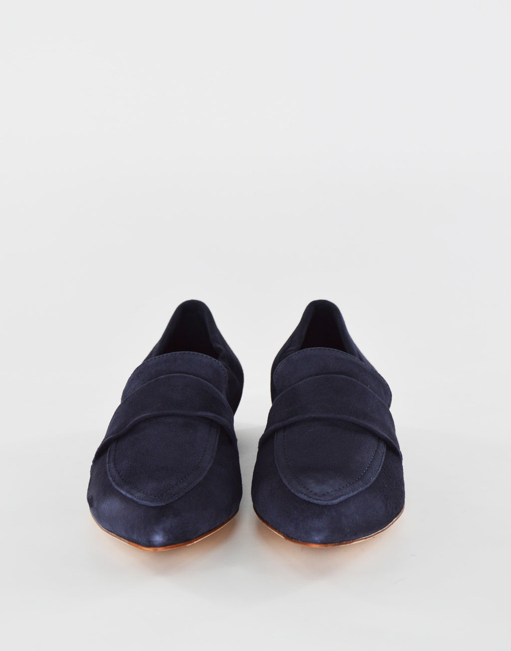 Mocassini a Punta in Camoscio Blu