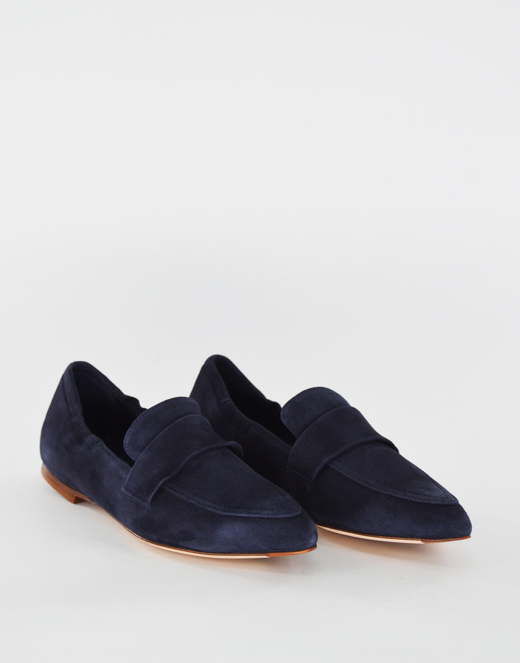 Mocassini a Punta in Camoscio Blu