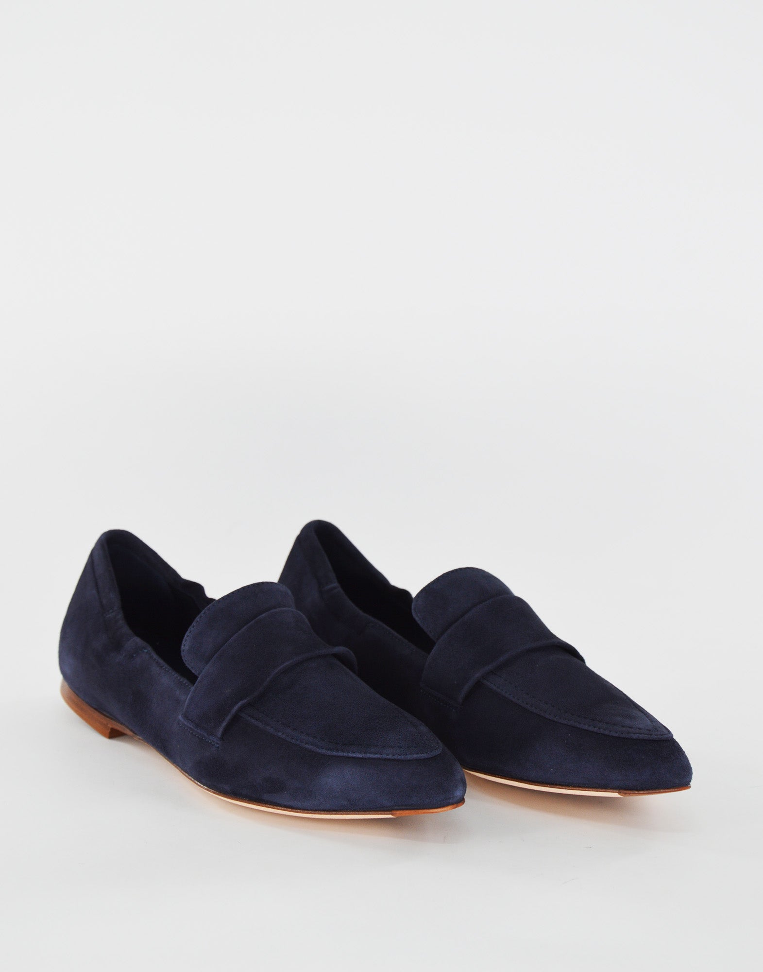 Mocassini a Punta in Camoscio Blu