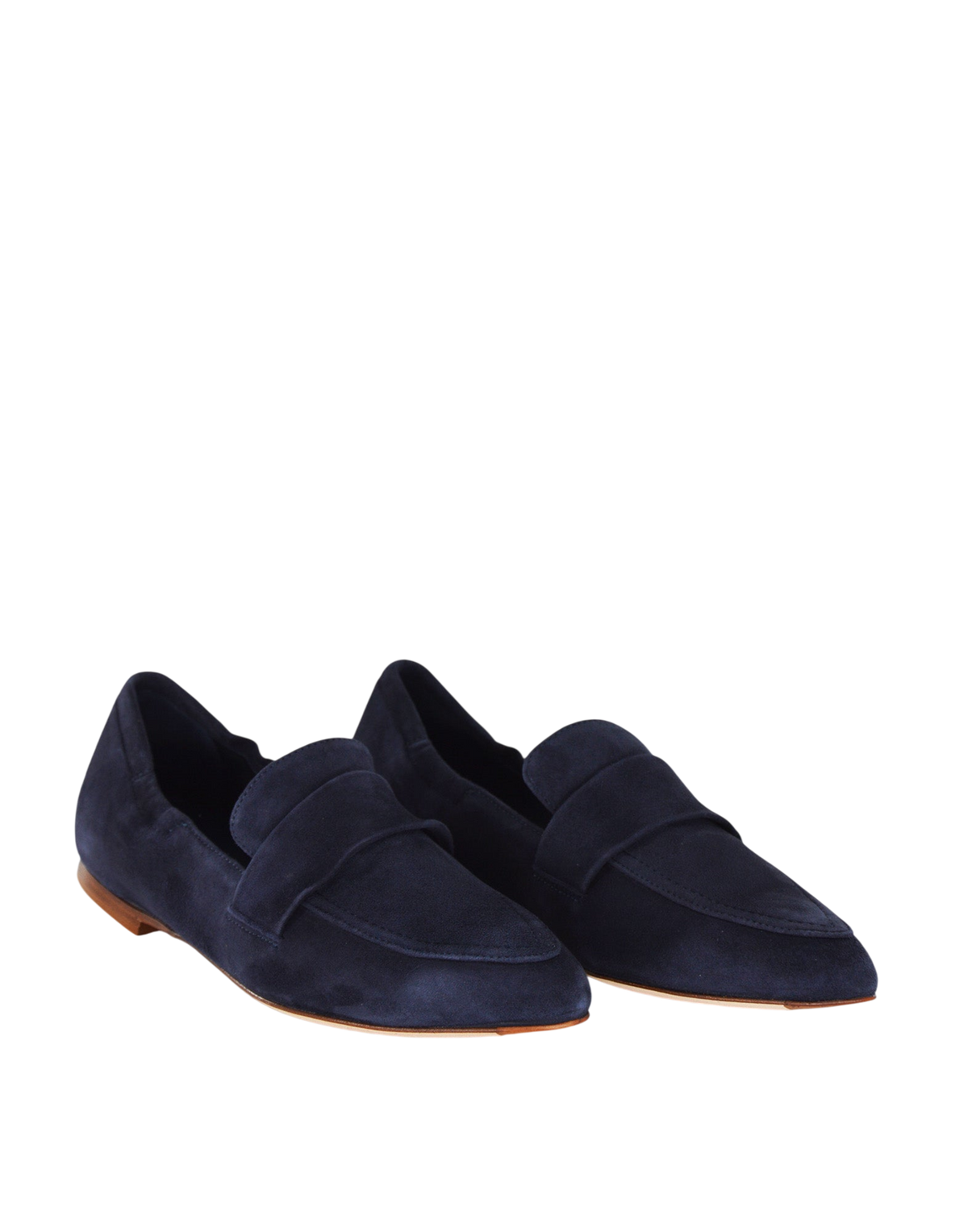 Mocassini a Punta in Camoscio Blu
