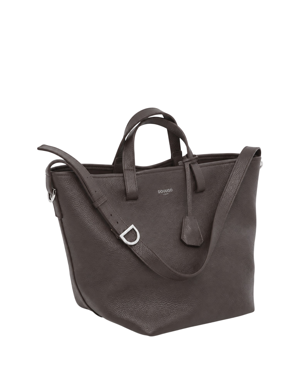 Giulia Shopping Bag in Ebony Pebbled Leather