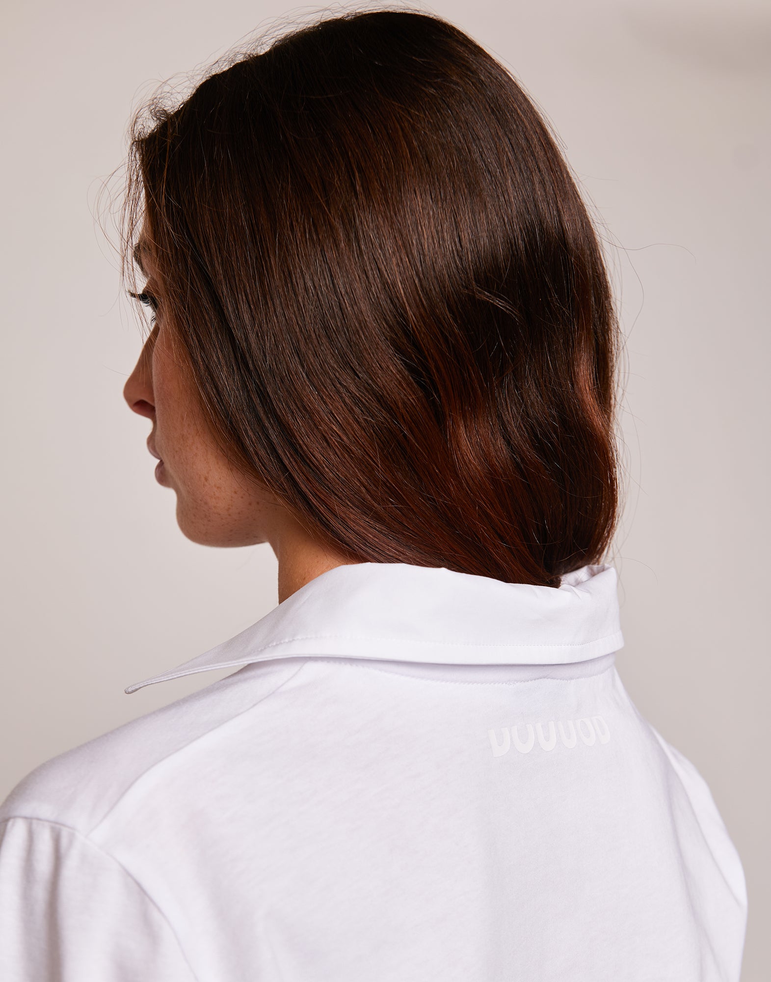 T-shirt Manica Corta con Collo Rimovibile in Popeline Off White