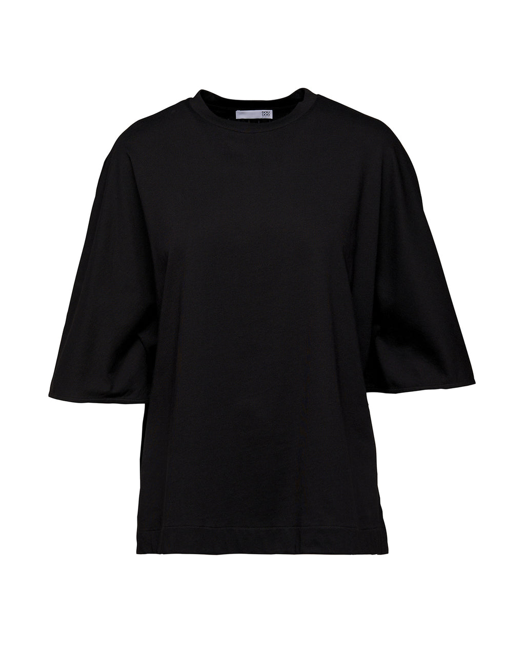 T-shirt Girocollo con Manica Kimono Nera