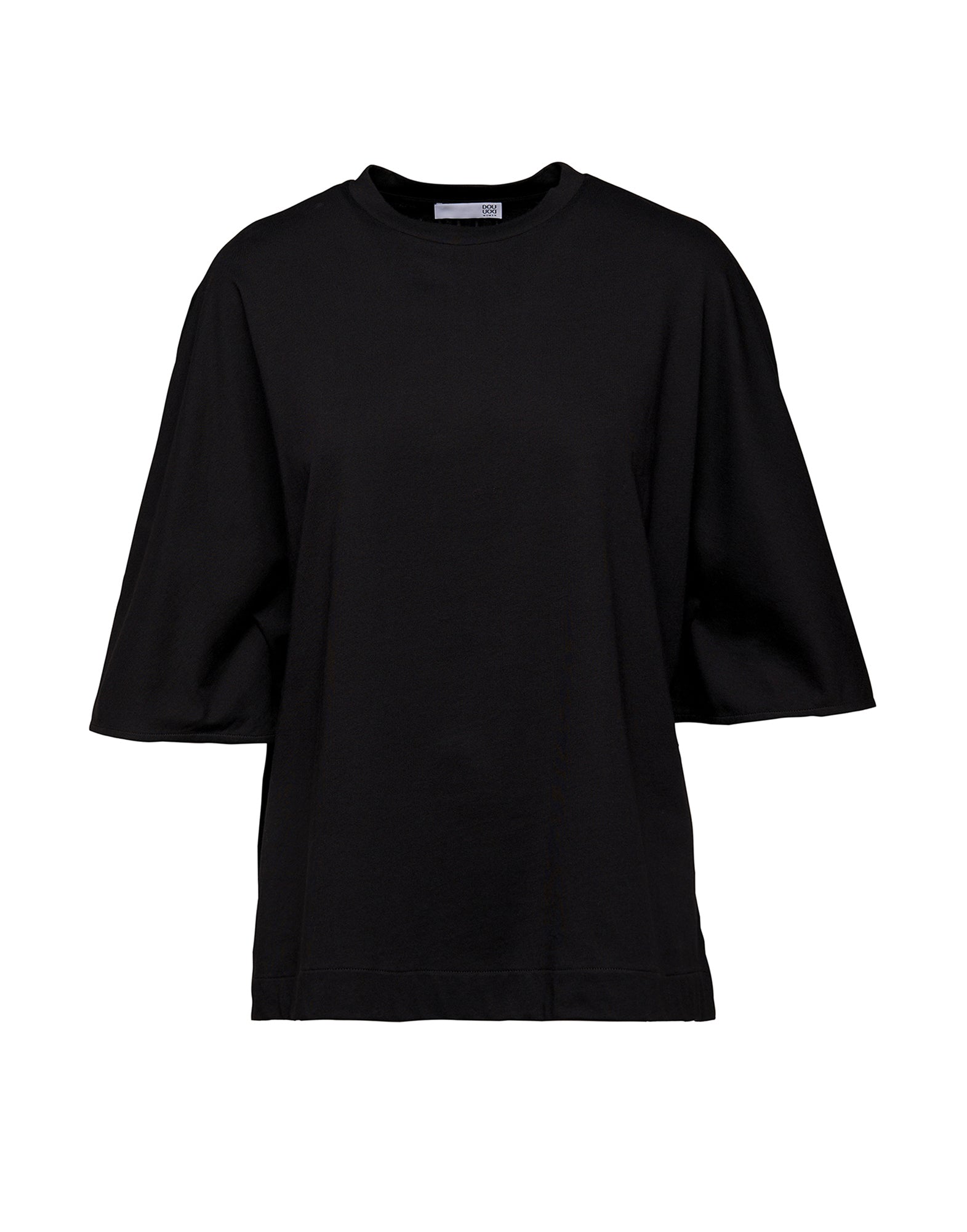 T-shirt Girocollo con Manica Kimono Nera