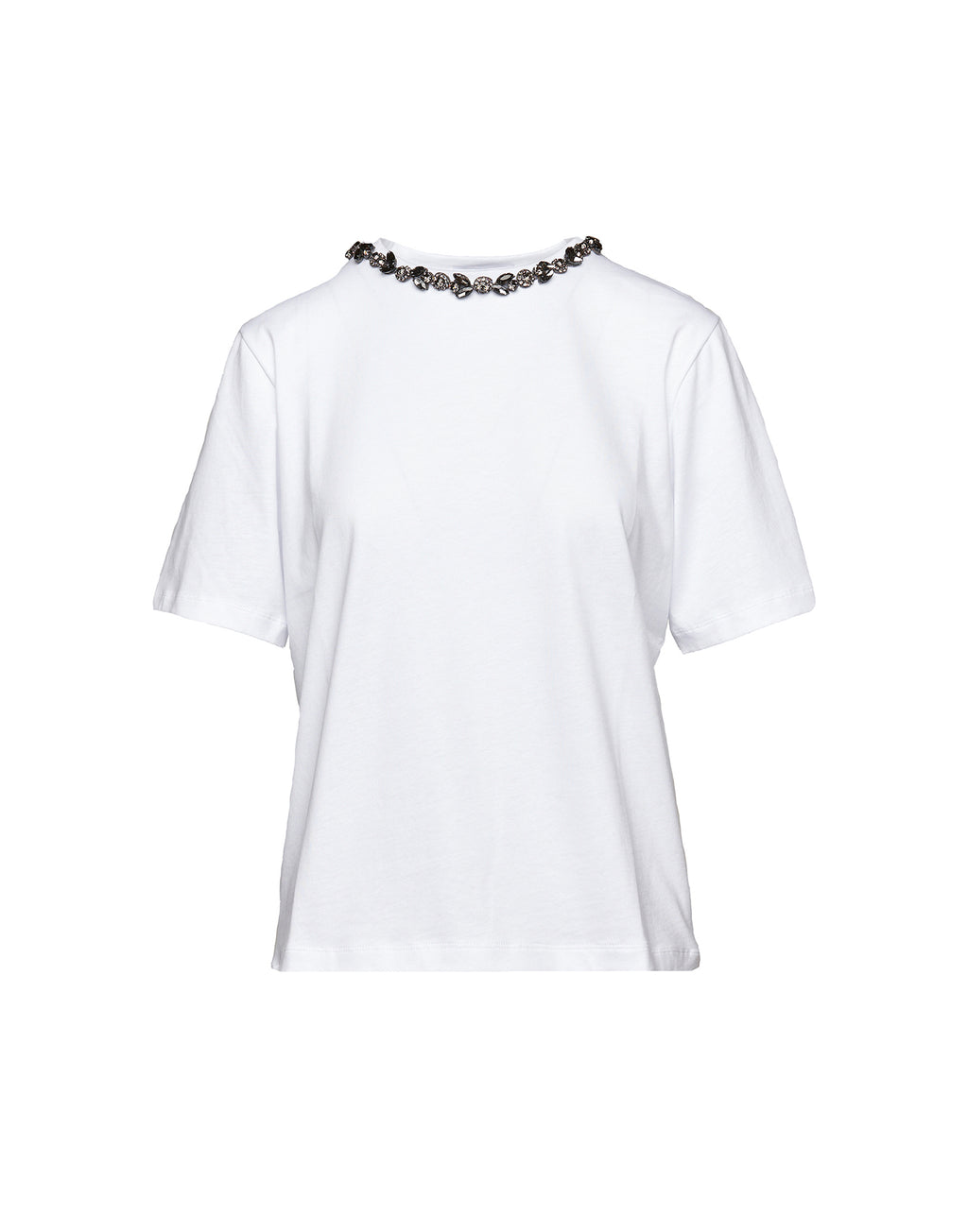 T-shirt Manica Corta con Collana Gioiello Bianca