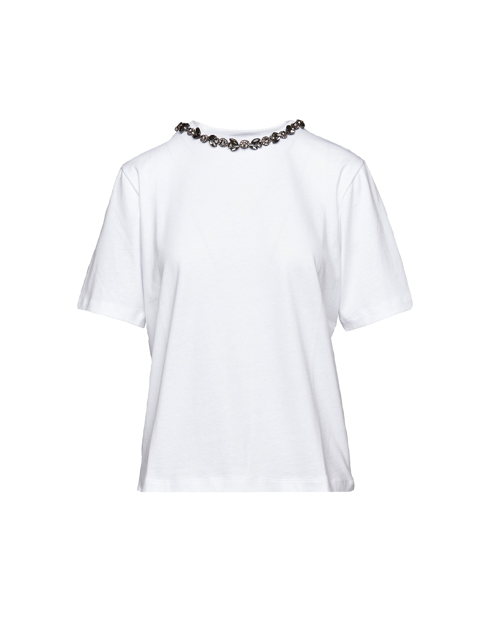 T-shirt Manica Corta con Collana Gioiello Bianca