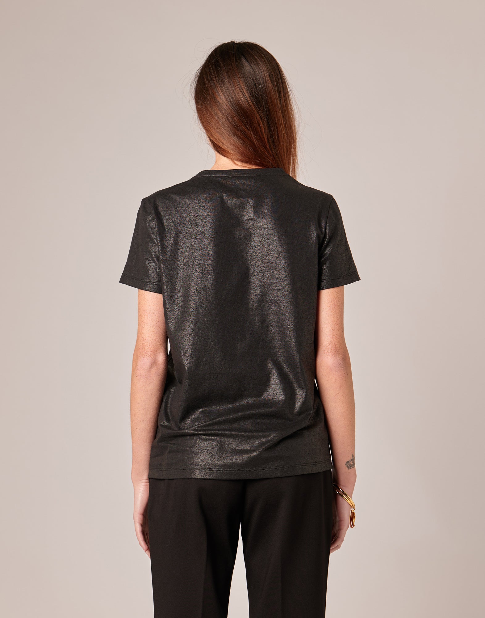 T-shirt a Manica Corta in Jersey di Cotone Spalmato Artigianalmente