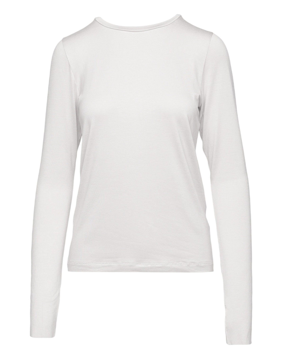 Long-Sleeved T-Shirt in Stretch Viscose Jersey Pearl