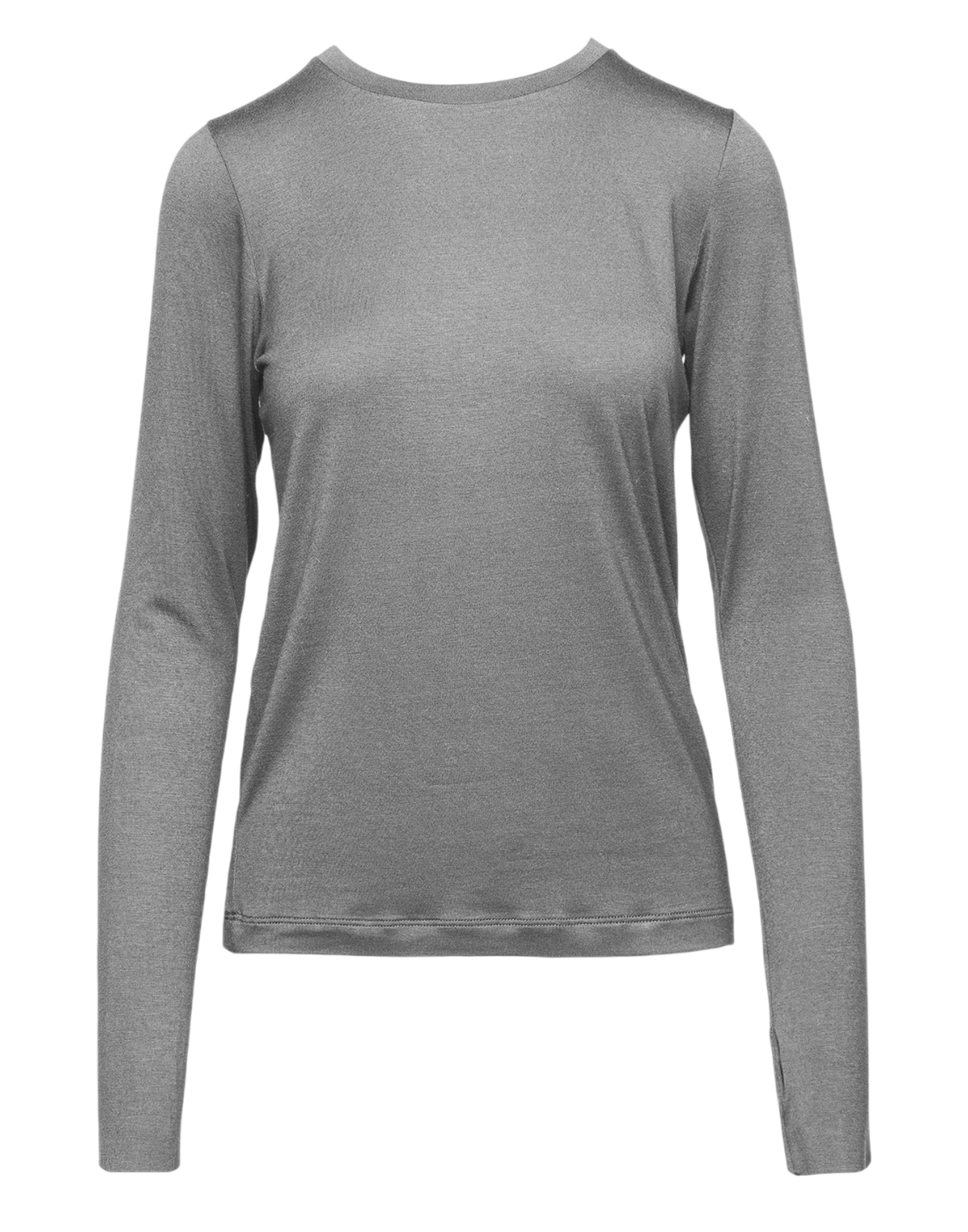 Long-Sleeved T-Shirt in Stretch Viscose Jersey in Melange Grey