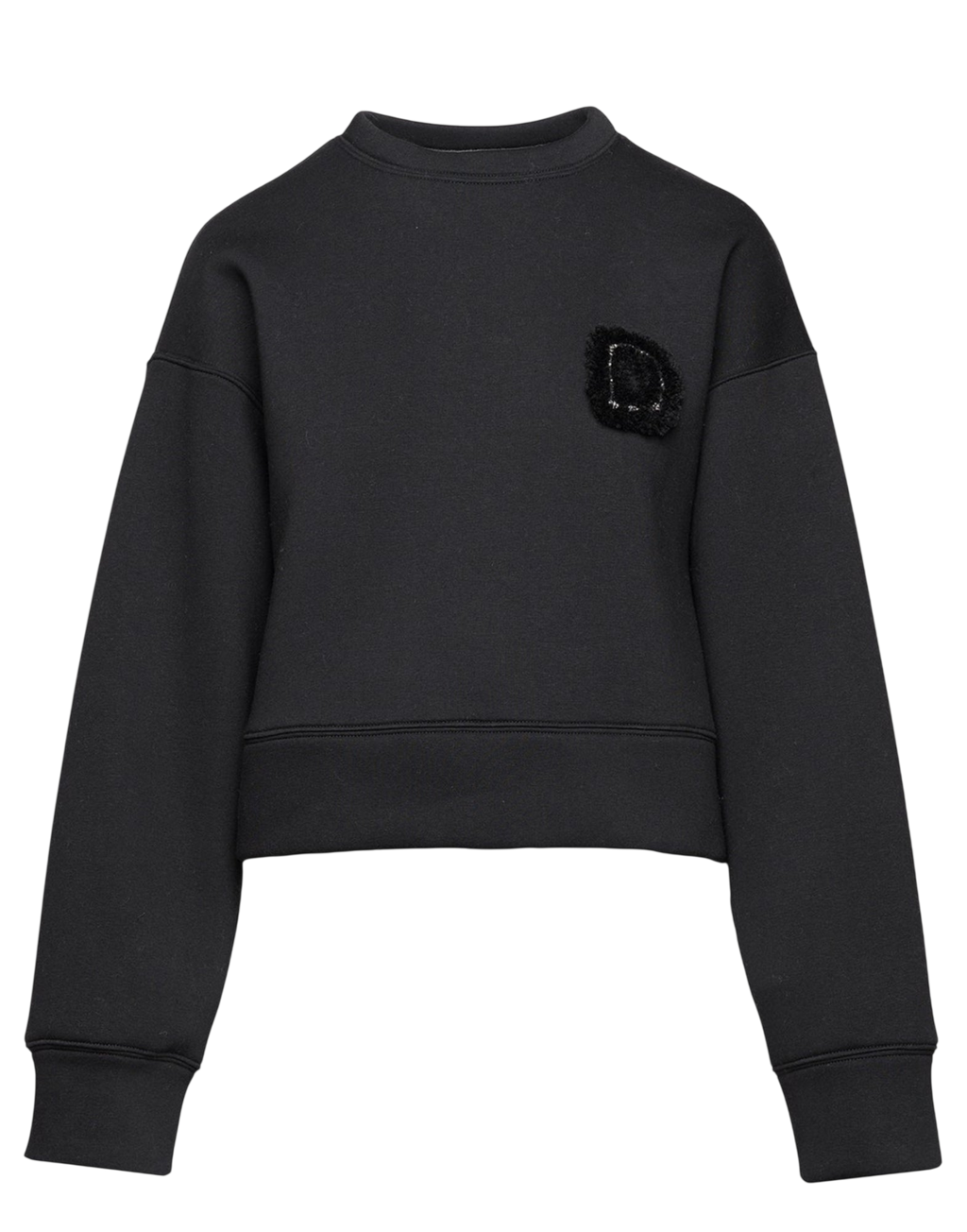 Sweat-shirt court en coton avec broderie appliquée noir