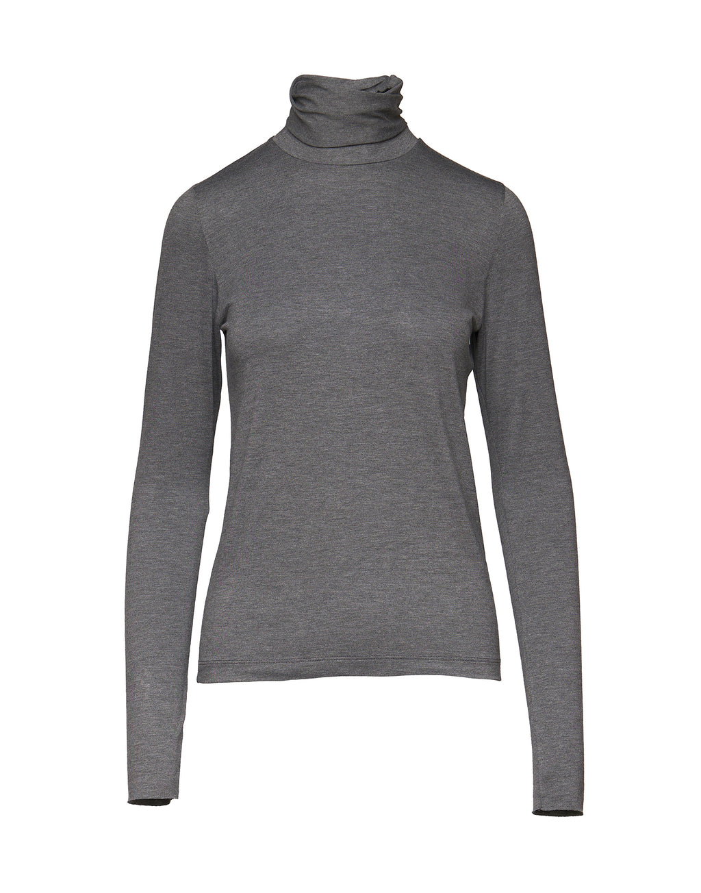 T-shirt Collo Alto in Viscosa Stretch Grigio Melange