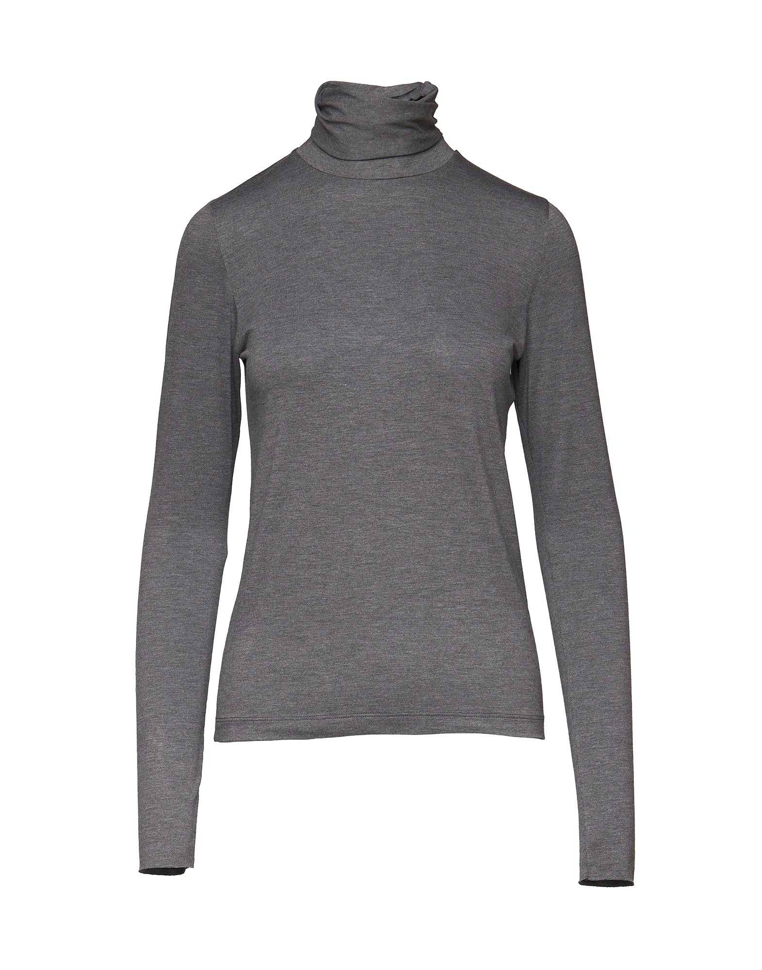 T-shirt Collo Alto in Viscosa Stretch Grigio Melange