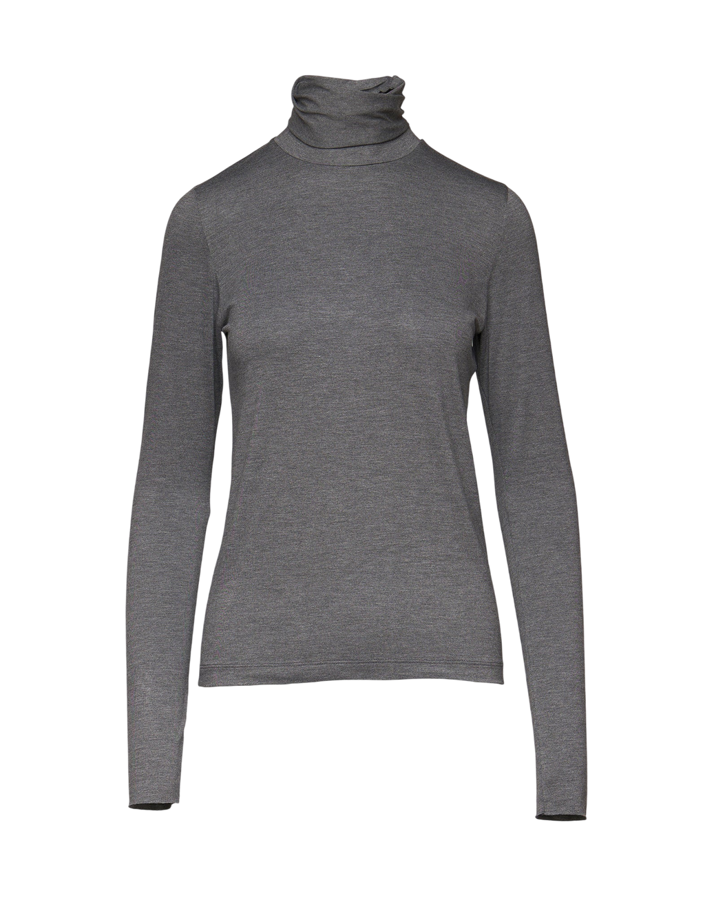 T-shirt à col montant en viscose stretch gris chiné