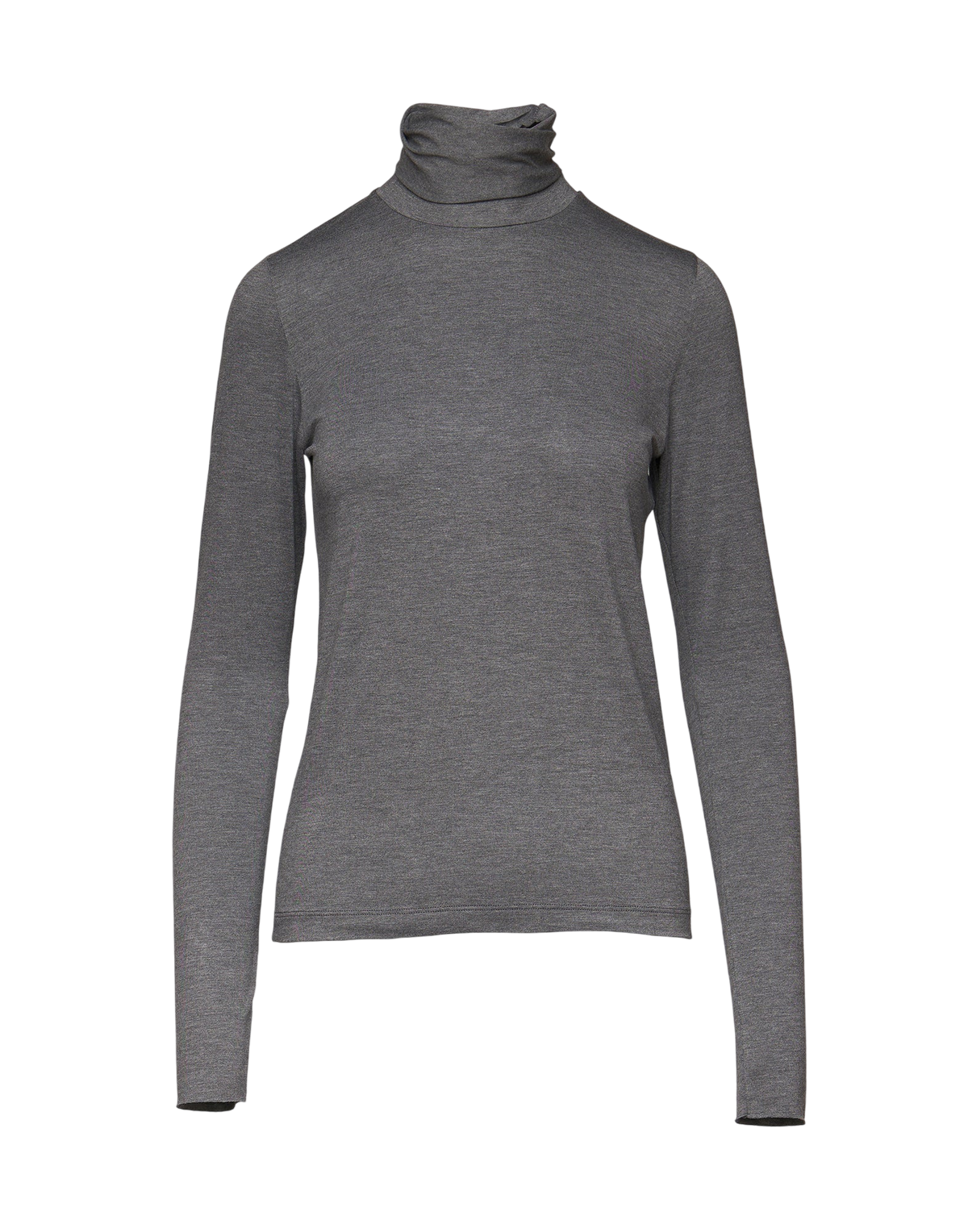 T-shirt à col montant en viscose stretch gris chiné