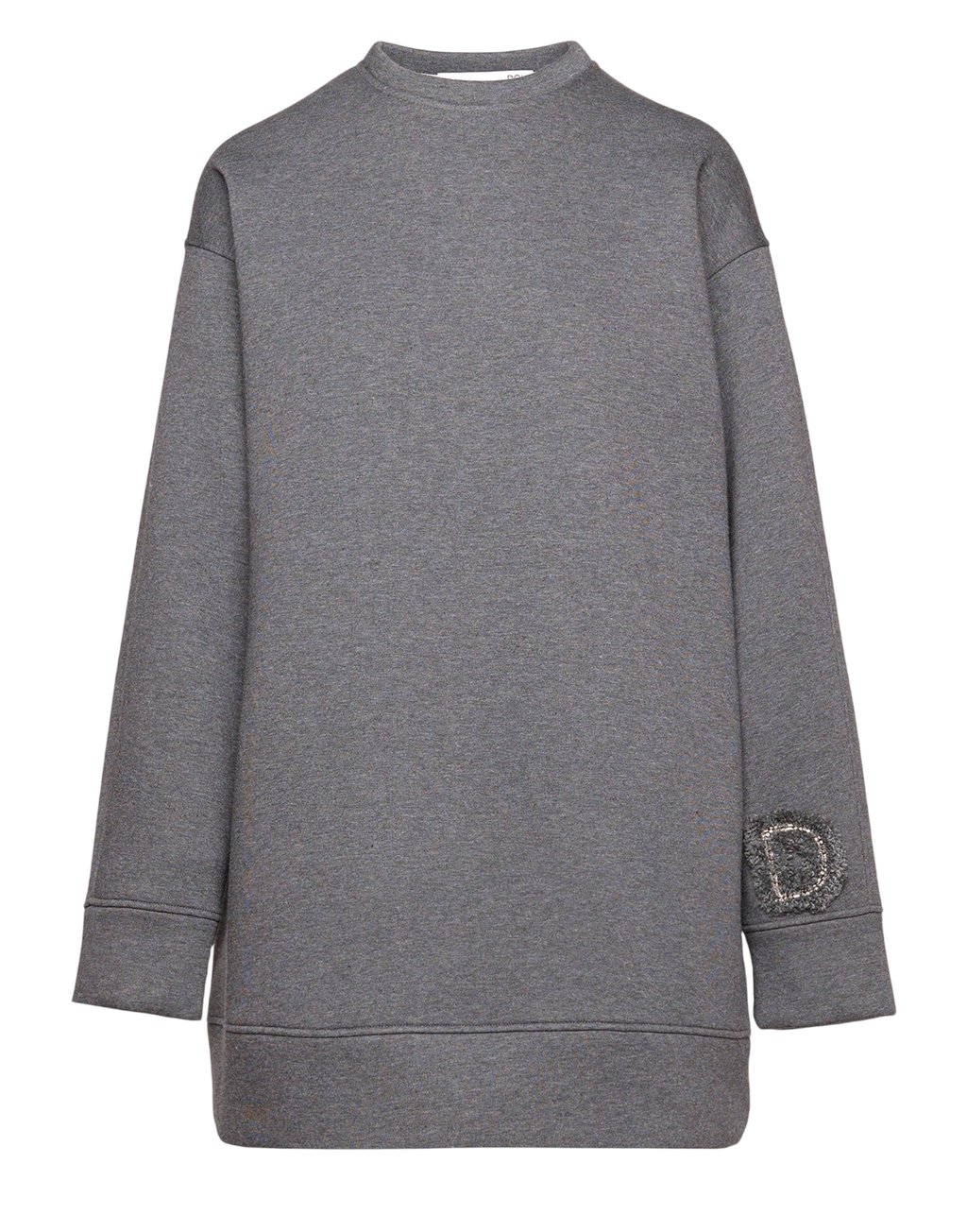 Robe en molleton avec broderie appliquée gris chiné