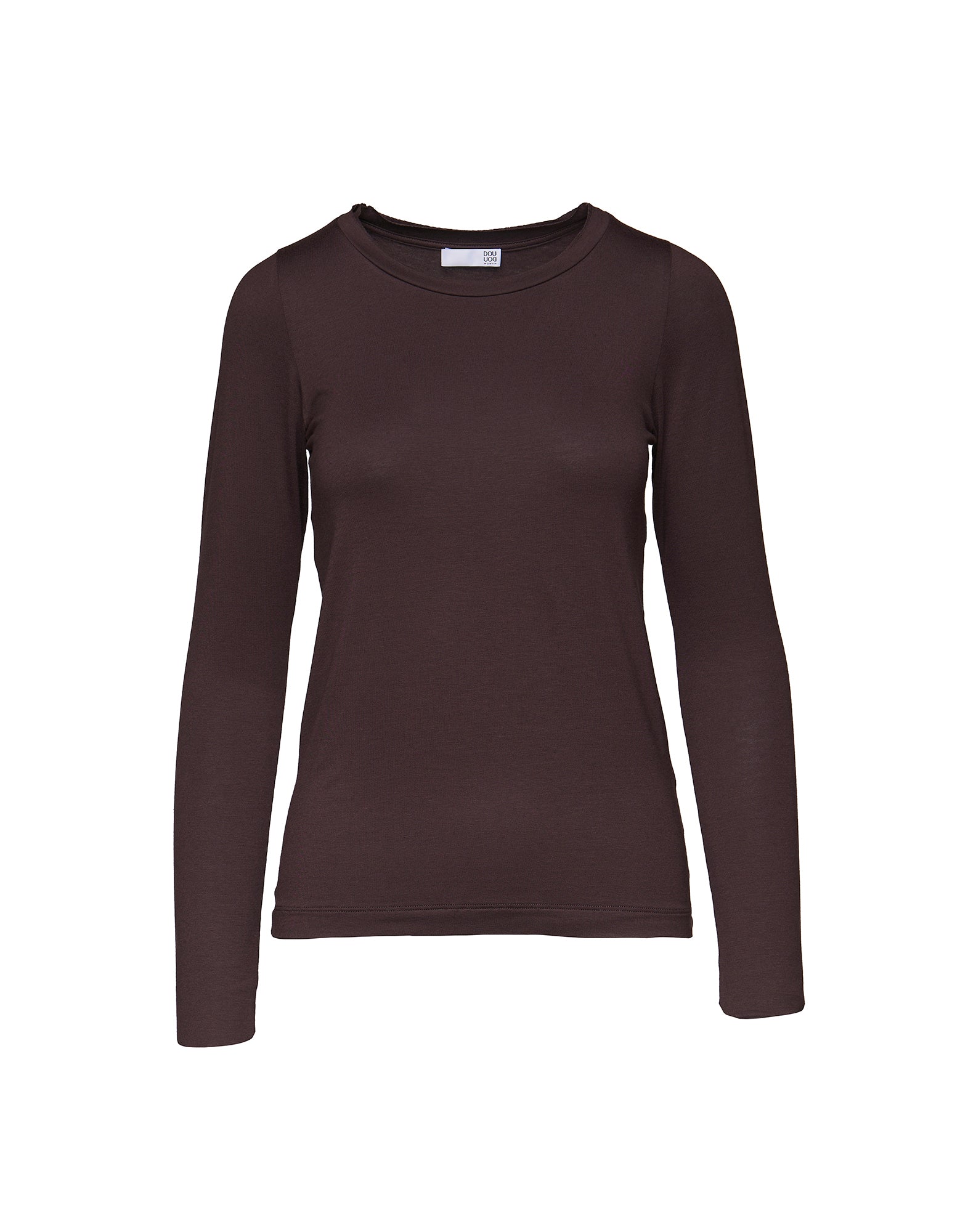 T-shirt a Manica Lunga in Jersey di Viscosa Stretch con Scollo Ampio Ciocco