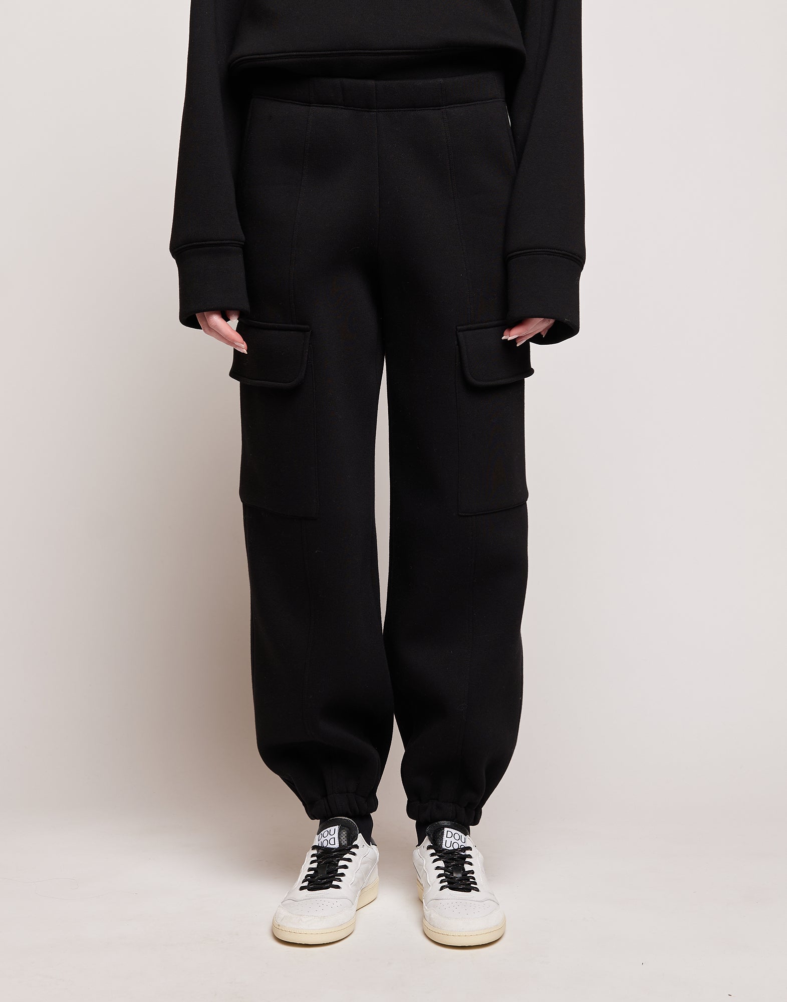Pantaloni Cargo in Felpa Soft Neri