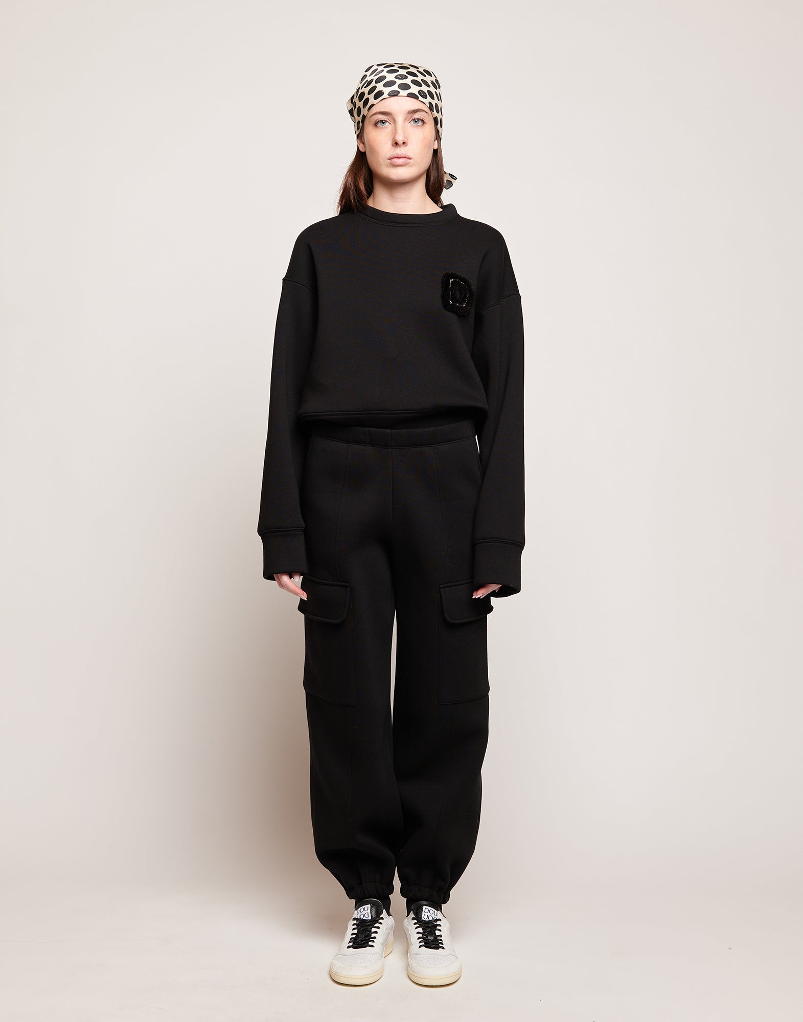 Pantaloni Cargo in Felpa Soft Neri
