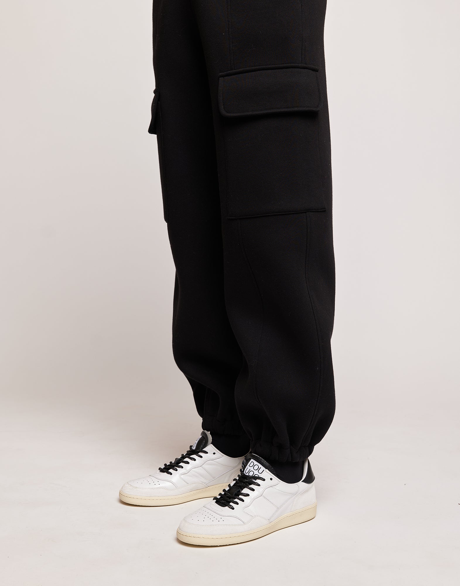 Pantaloni Cargo in Felpa Soft Neri