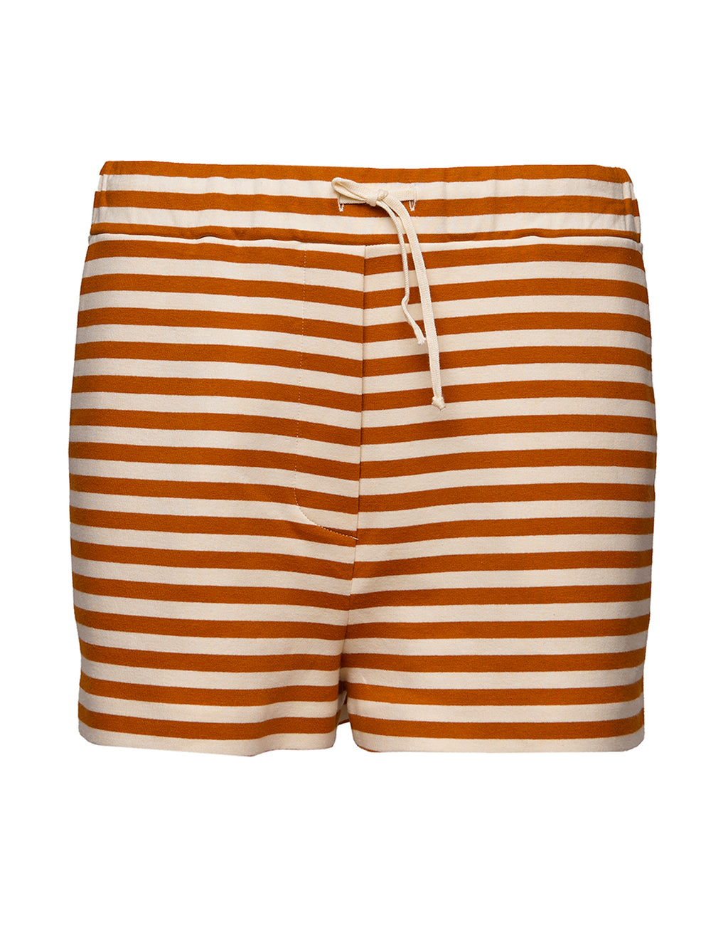 Shorts in Felpa Rigata Sartoriale Zafferano/Latte