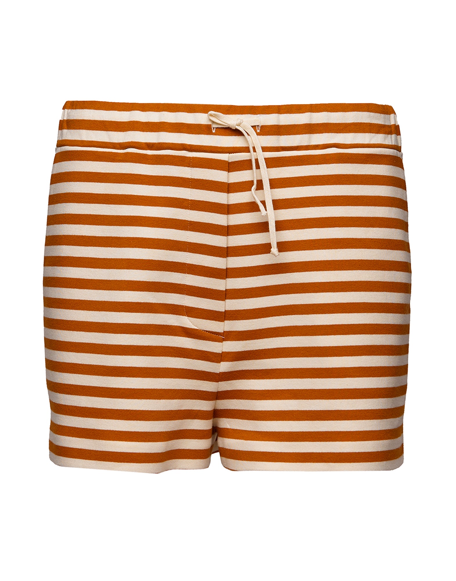 Shorts in Felpa Rigata Sartoriale Zafferano/Latte