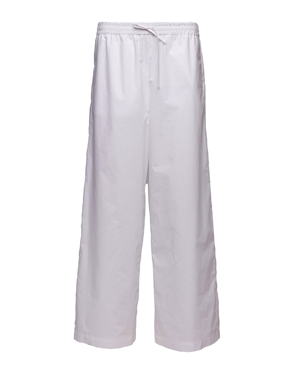 Pantaloni Ampi in Popeline Off White