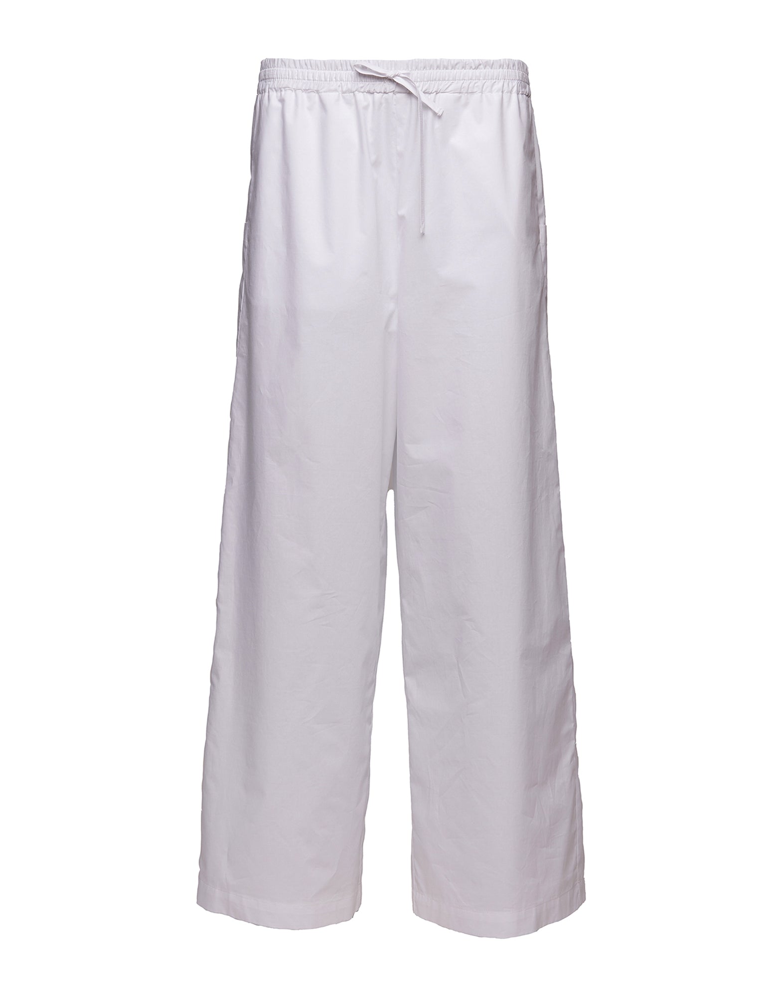 Pantaloni Ampi in Popeline Off White