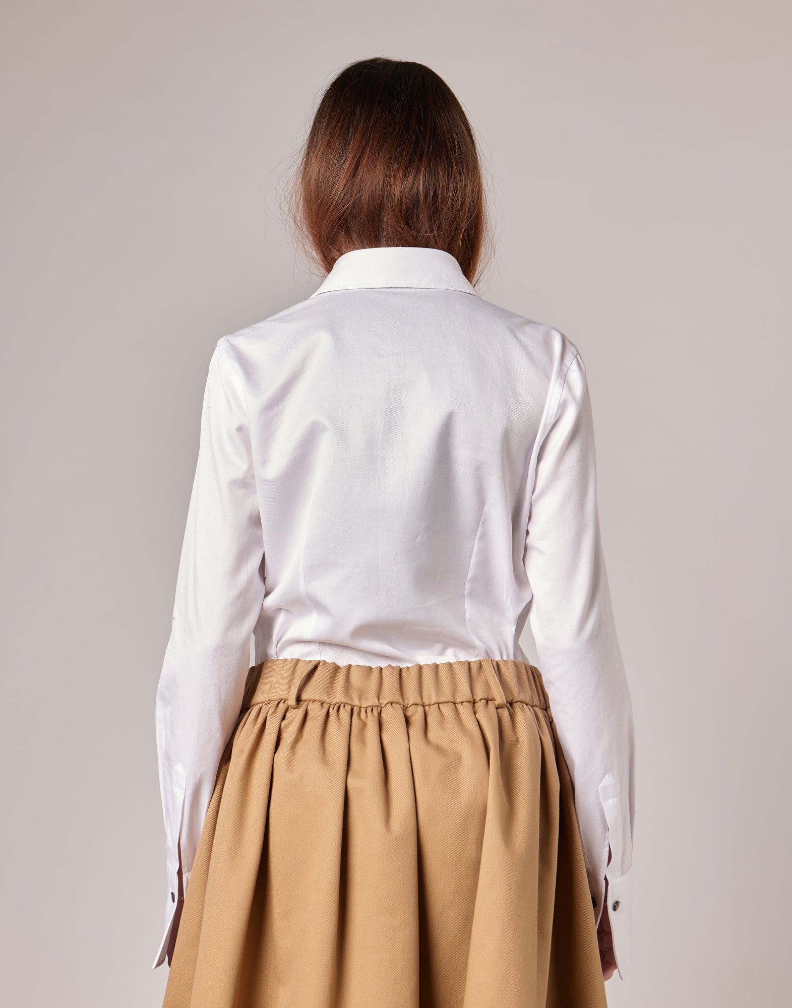 Camicia Slim con Gemelli in Popeline Oxford Bianco