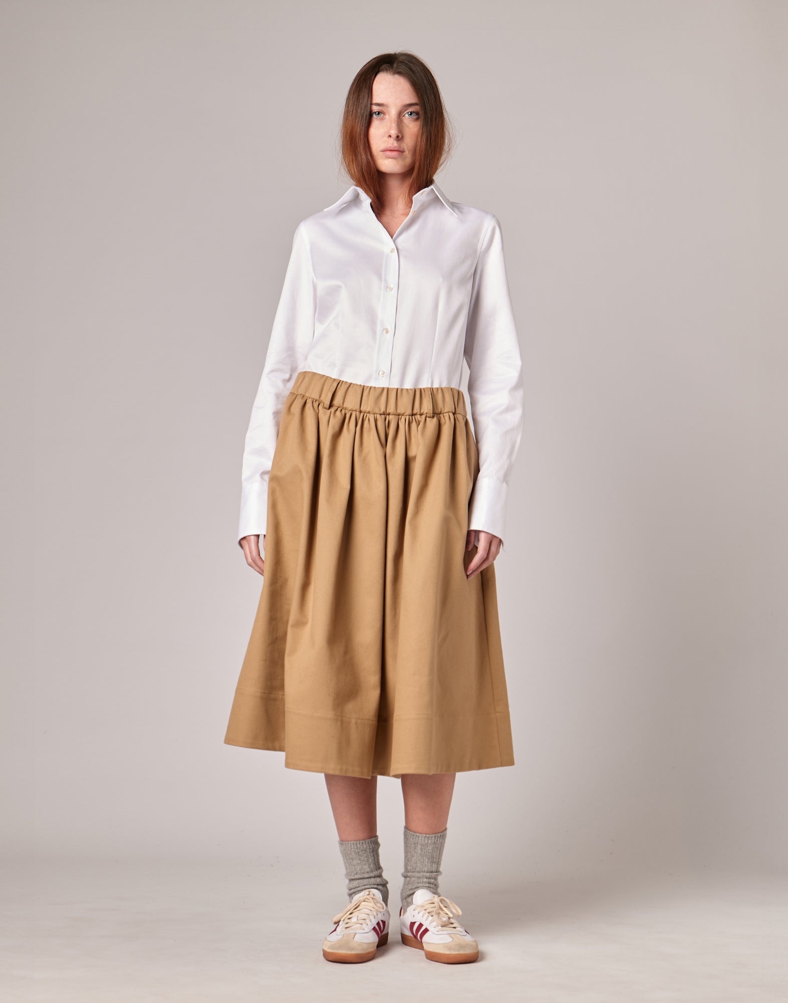 Camicia Slim con Gemelli in Popeline Oxford Bianco