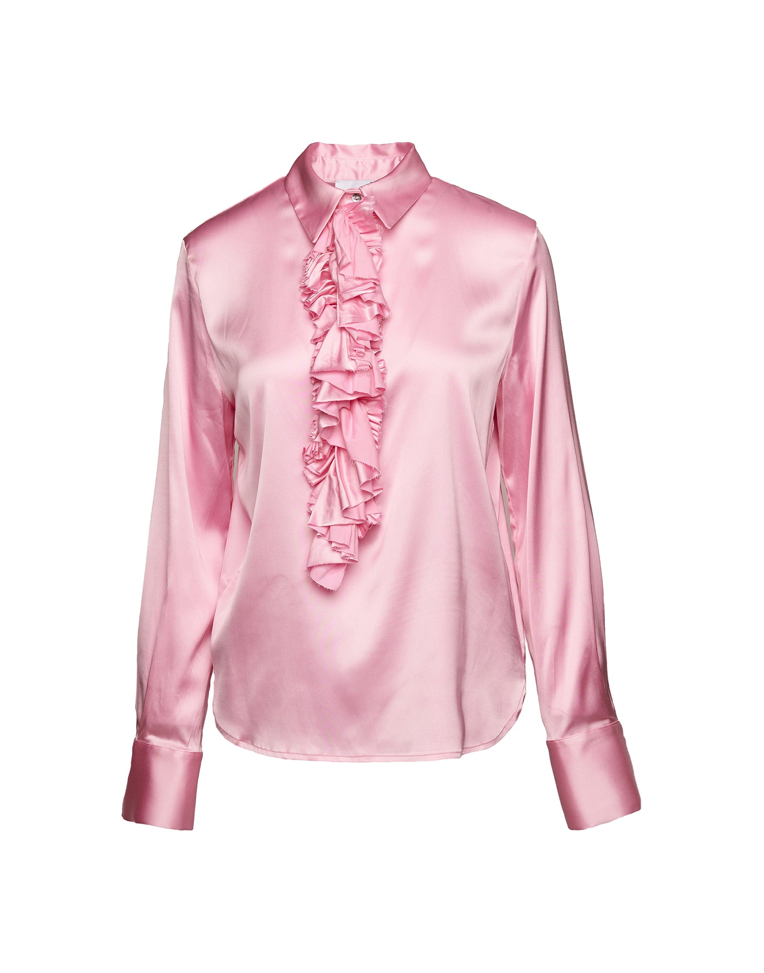 Camicia in Satin Stretch con Rouches Frontali Bocciolo