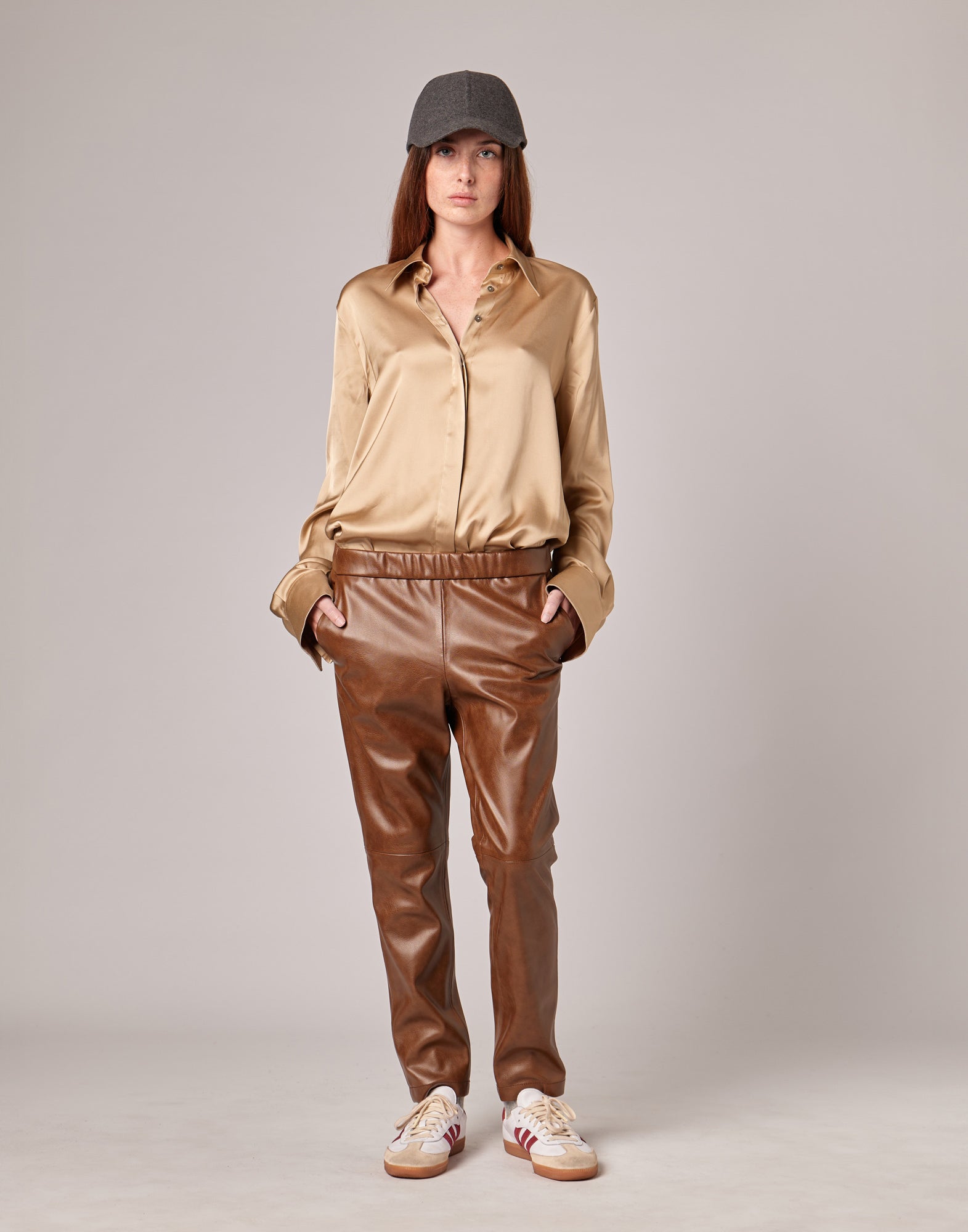 Camicia a Uomo in Raso Stretch Oro
