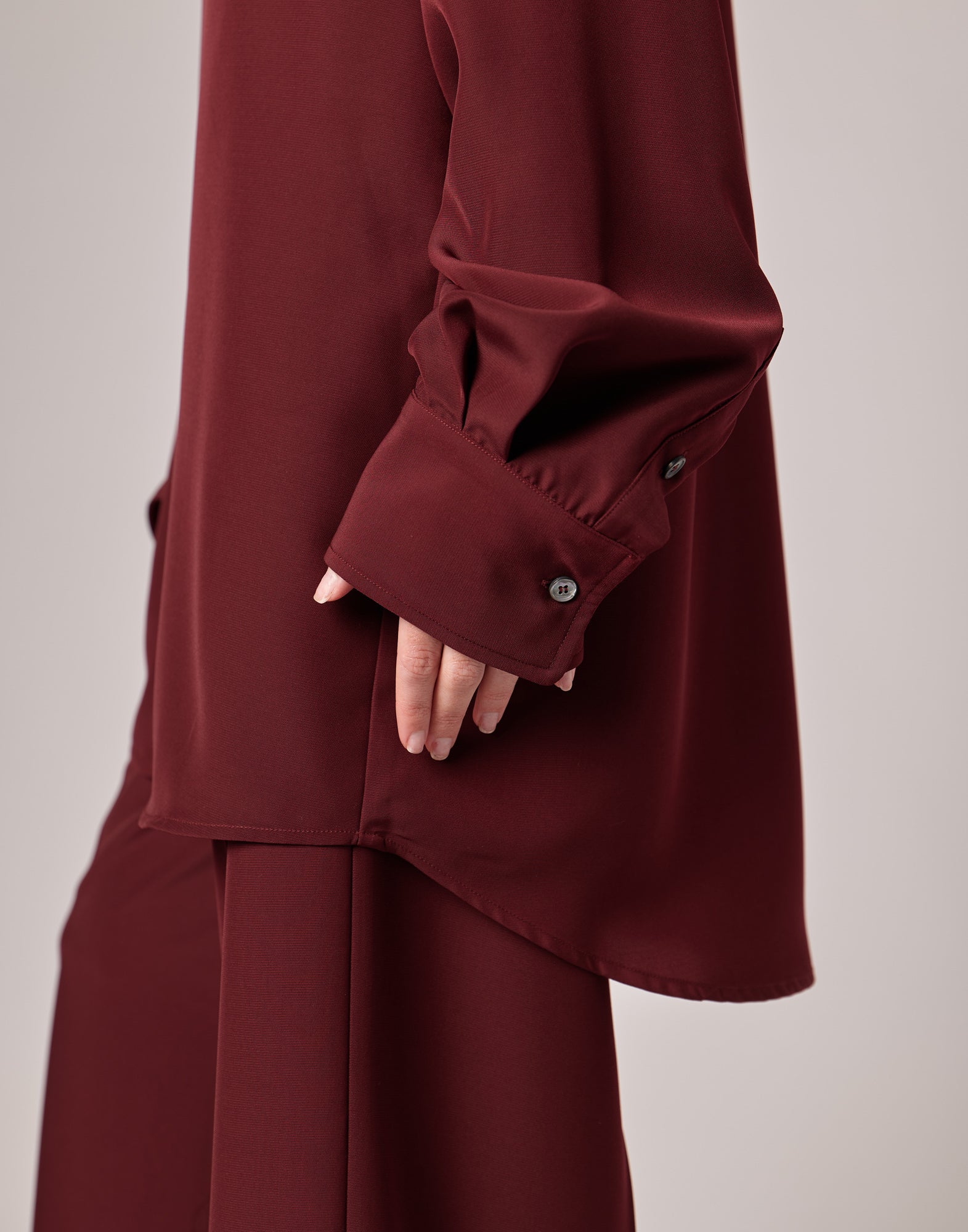 Camicia Lunga Over in Cady Bordeaux