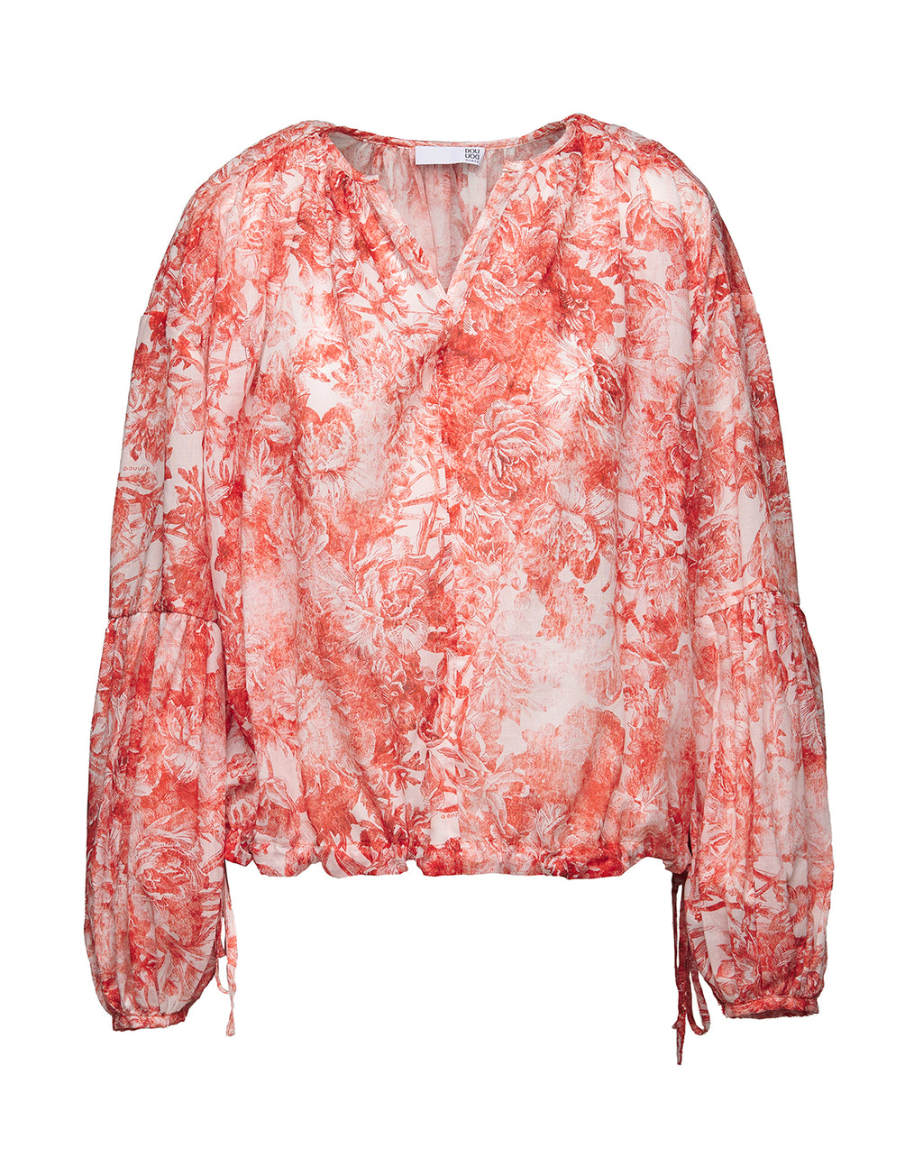 Blusa con Manica a Balloon in Mussola Floreale Cotto