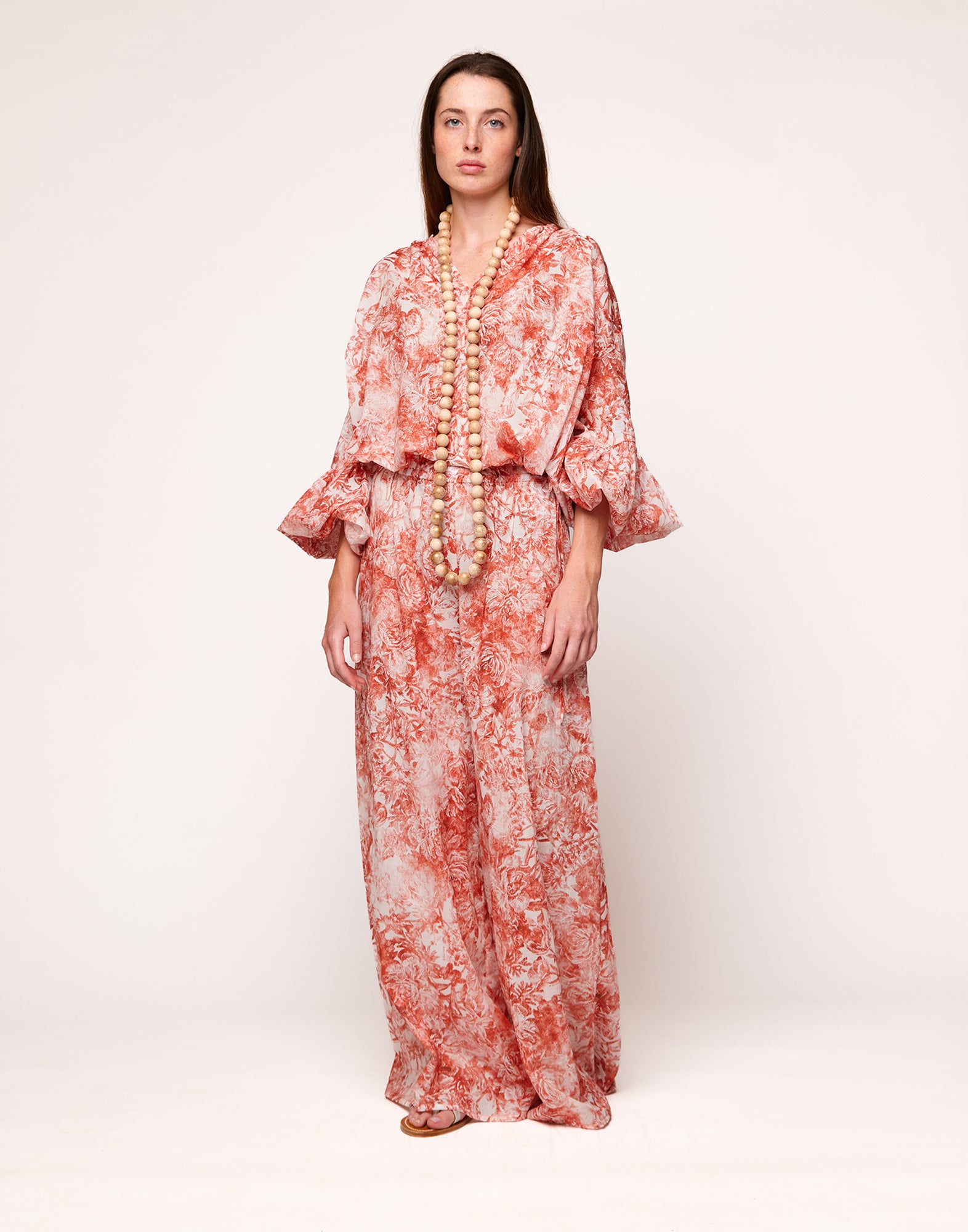 Blusa con Manica a Balloon in Mussola Floreale Cotto