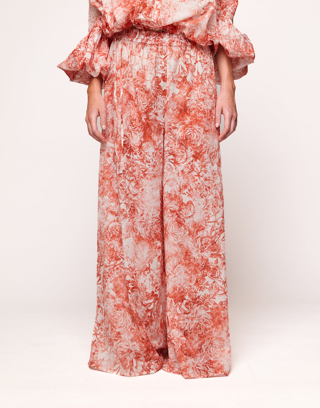 Pantaloni Ampi in Mussola Floreale Cotto