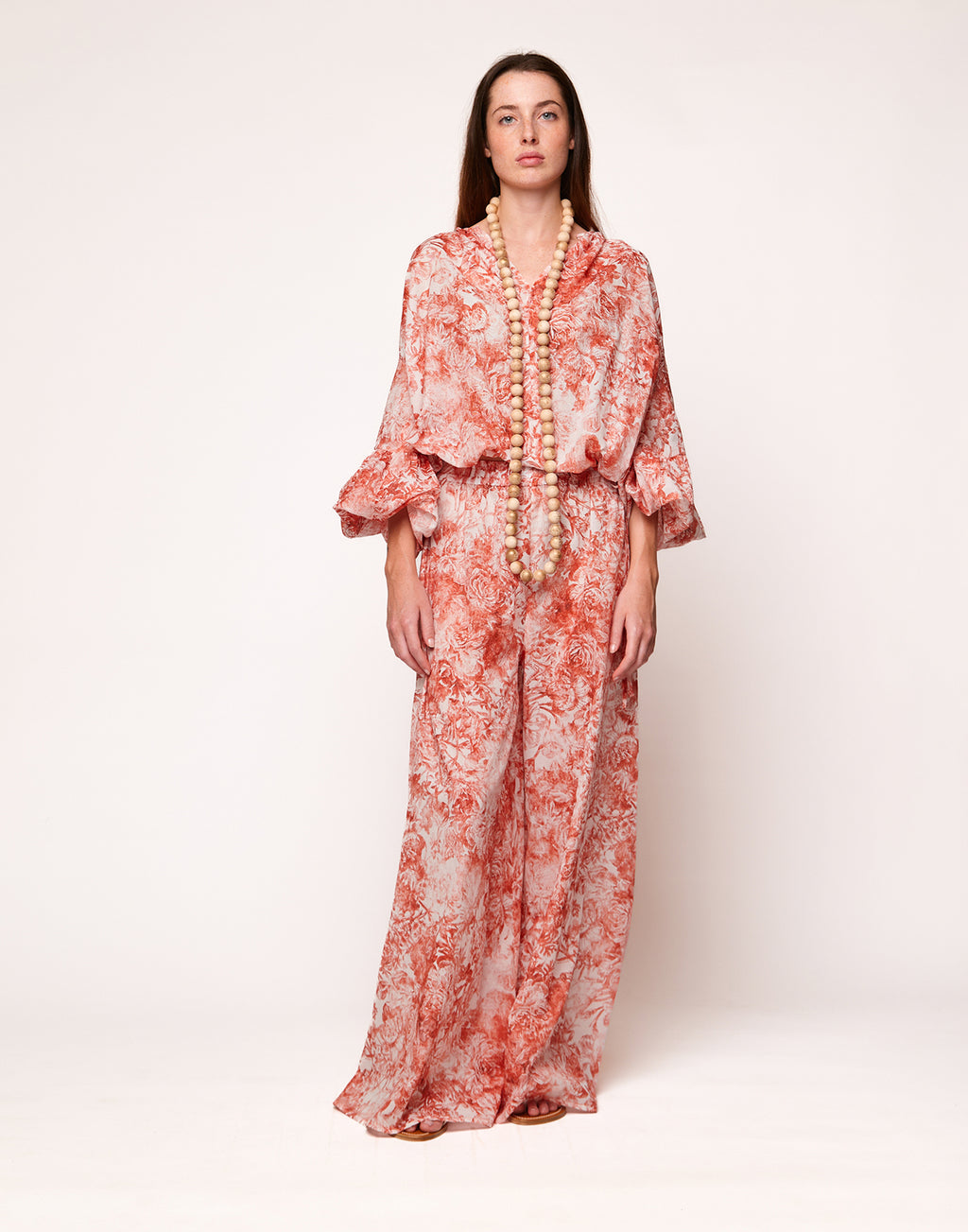 Pantaloni Ampi in Mussola Floreale Cotto