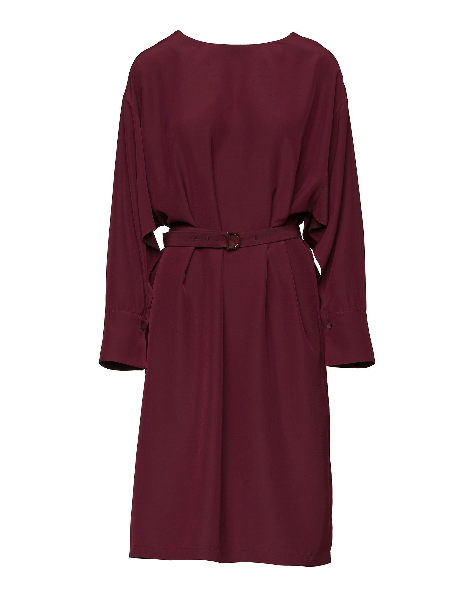 Abito Midi con Gemelli in Cady Bordeaux