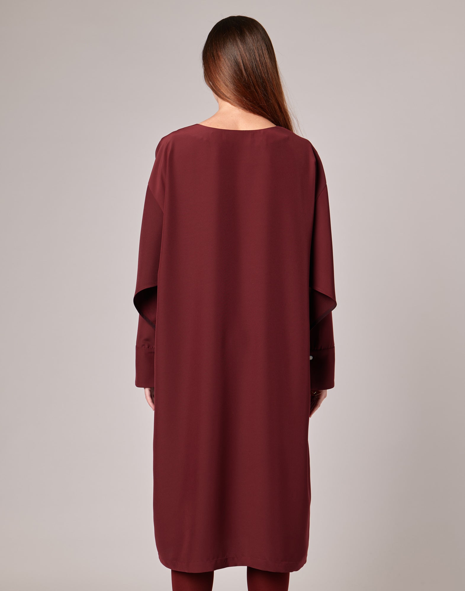 Abito Midi con Gemelli in Cady Bordeaux