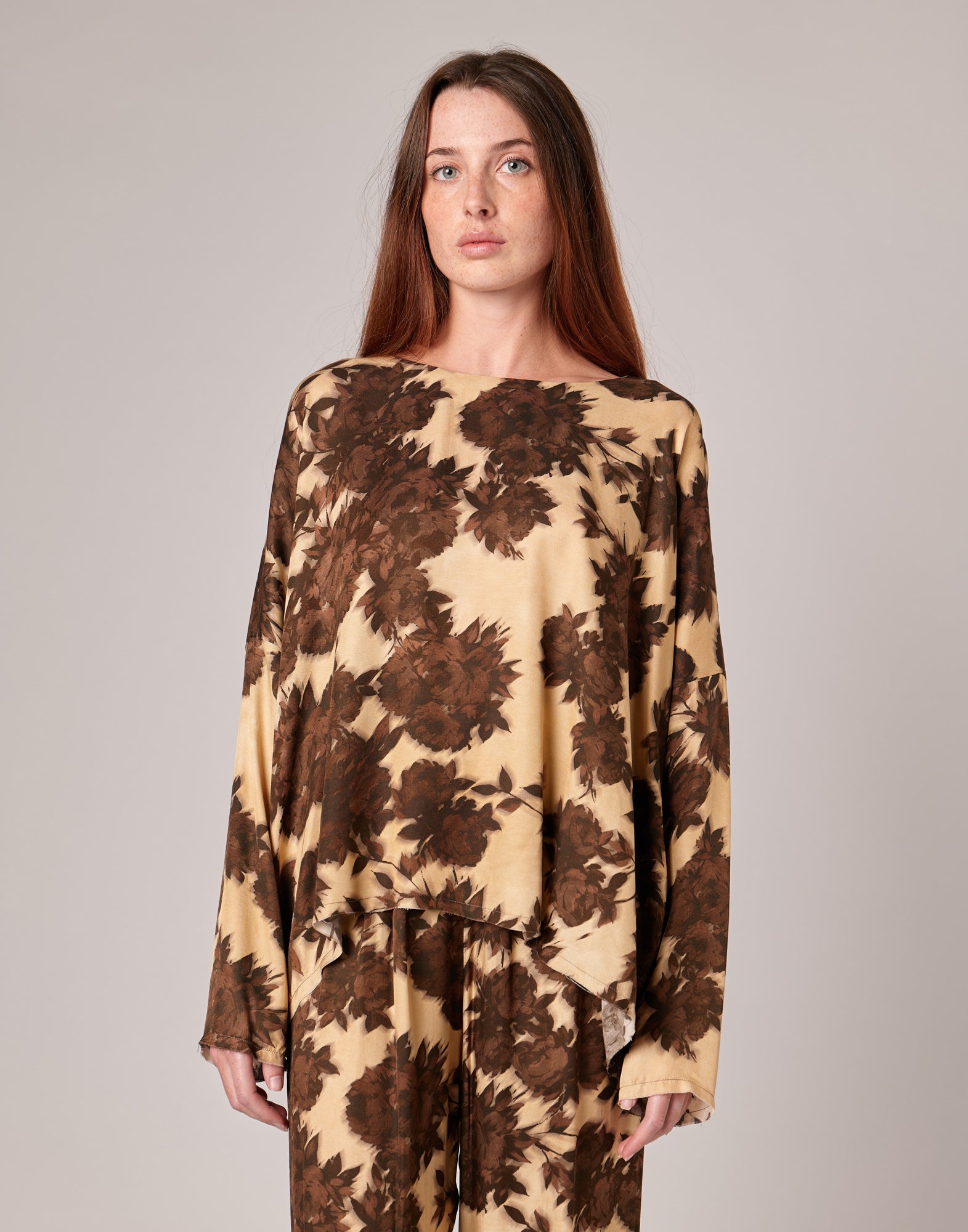 Casacca Morbida in Twill con Stampa Floreale