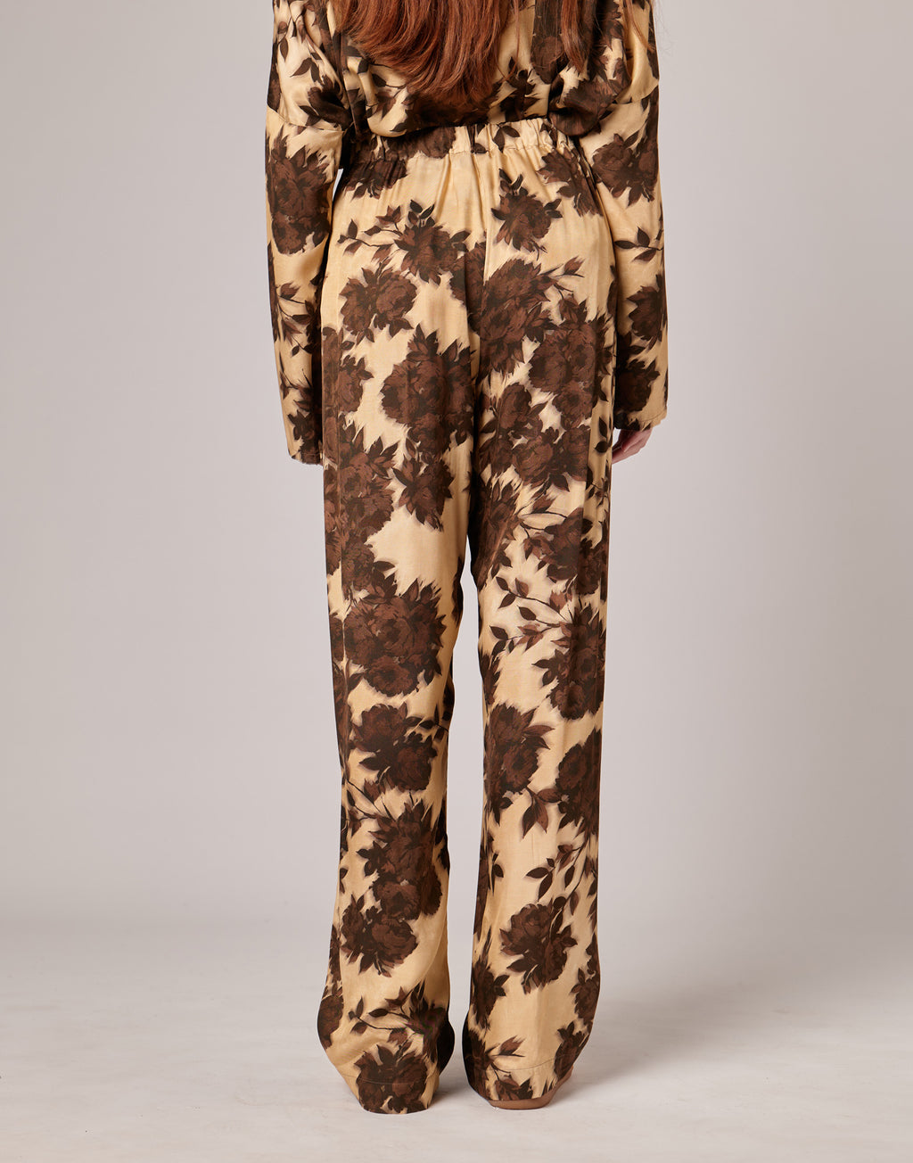 Pantaloni Lunghi Morbidi in Twill con Stampa Floreale