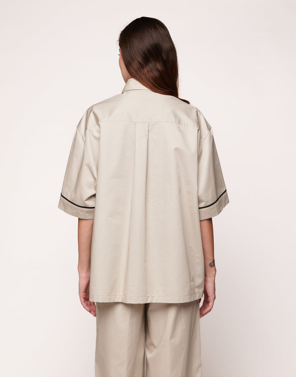 Camicia a Maniche Corte in Popeline Satin Lievito